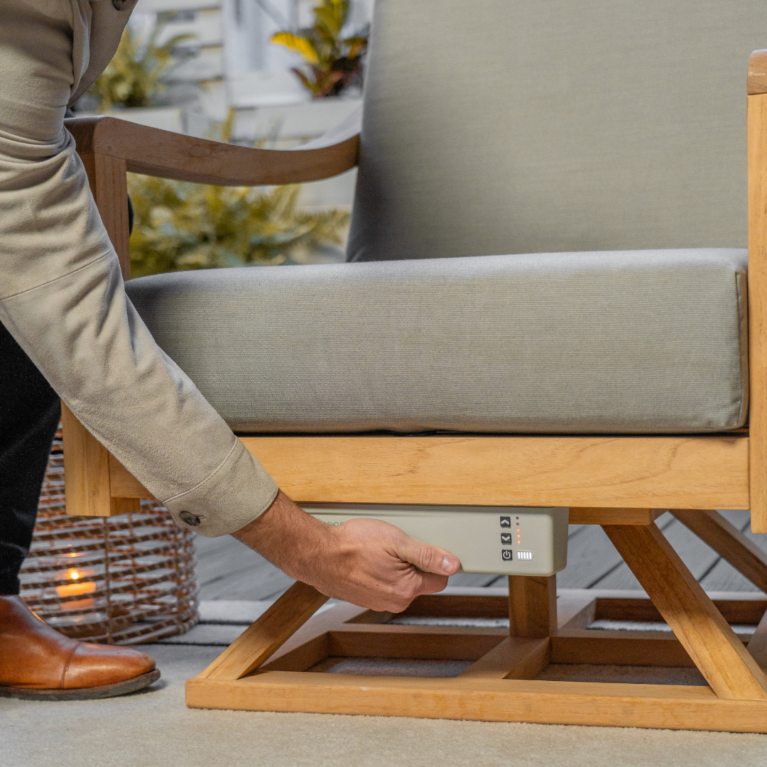 Heated Outdoor Teak Swivel Chair