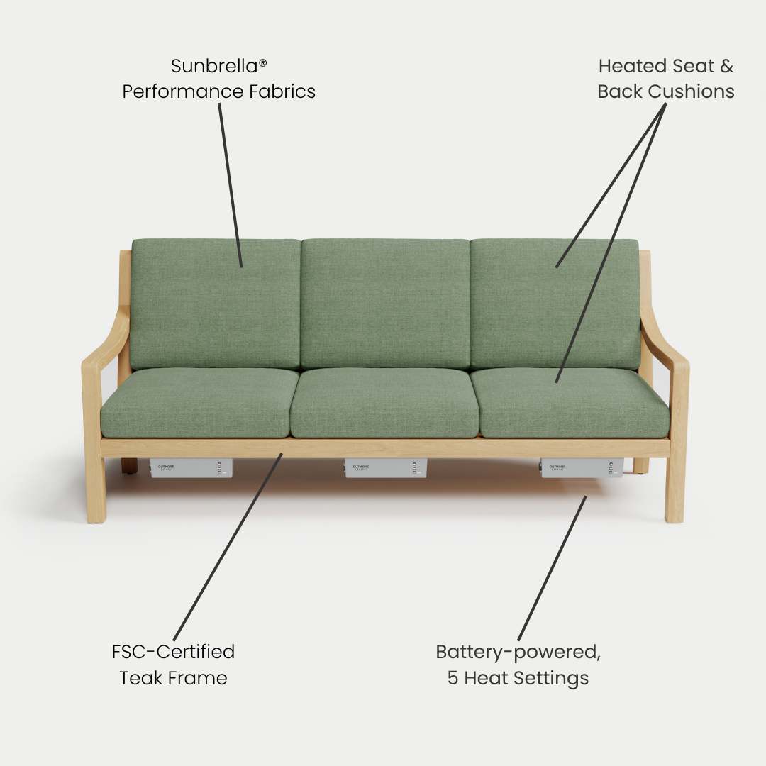 Heated Outdoor Teak Sofa Set