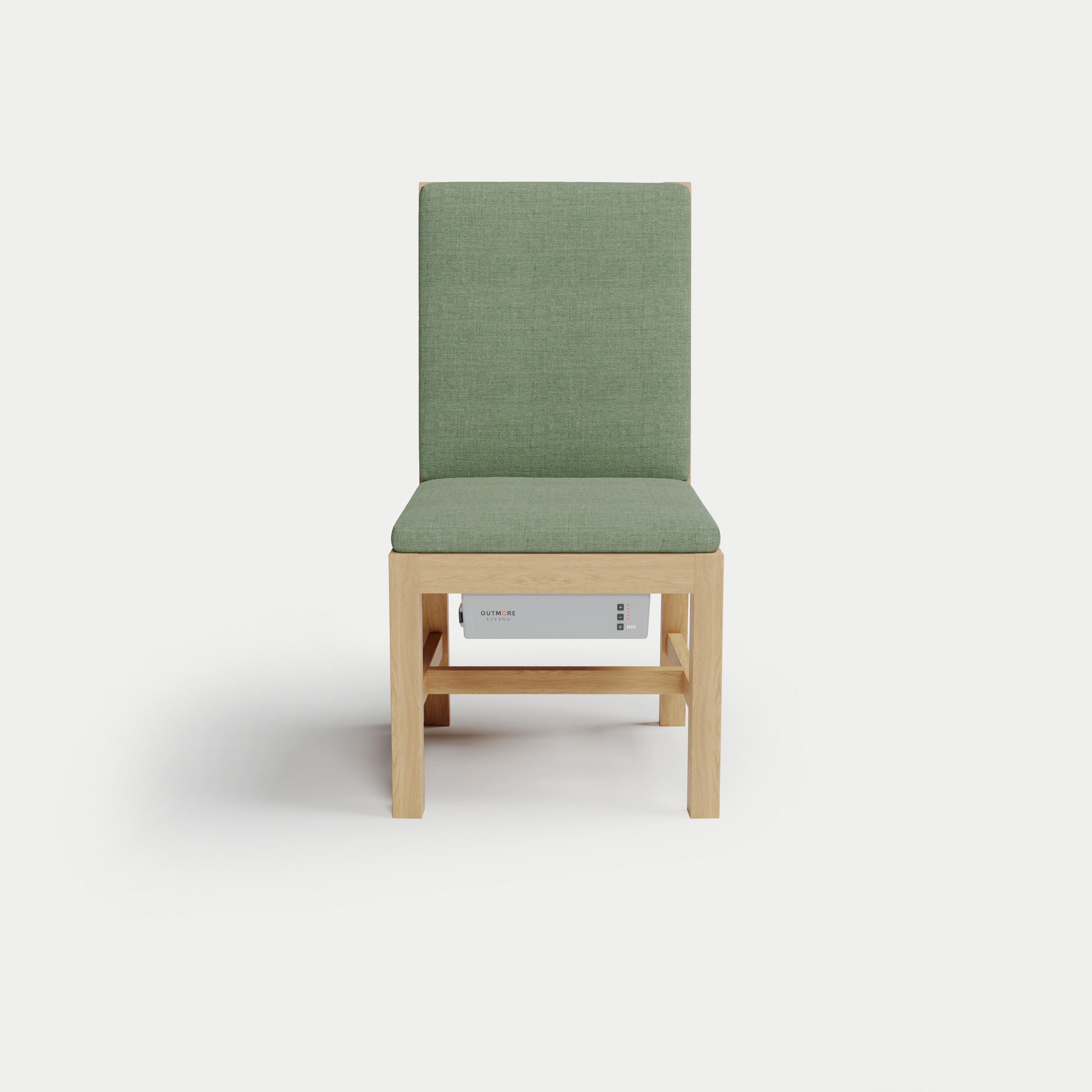 Heated Outdoor Teak Dining Chair Armless