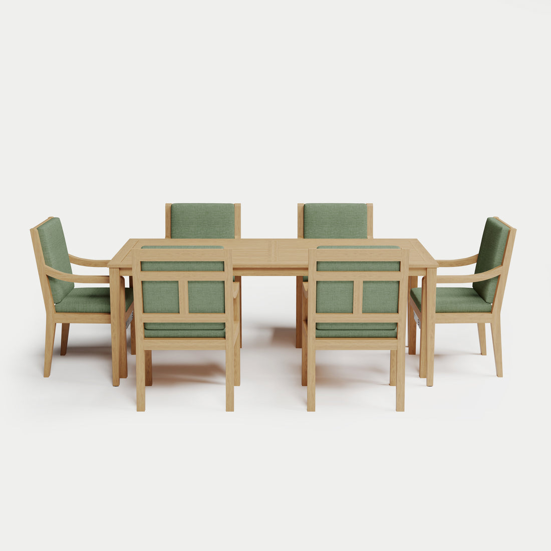 Heated Dining Set - Rectangle Table + 6 Armchairs #fabric-color_aloe