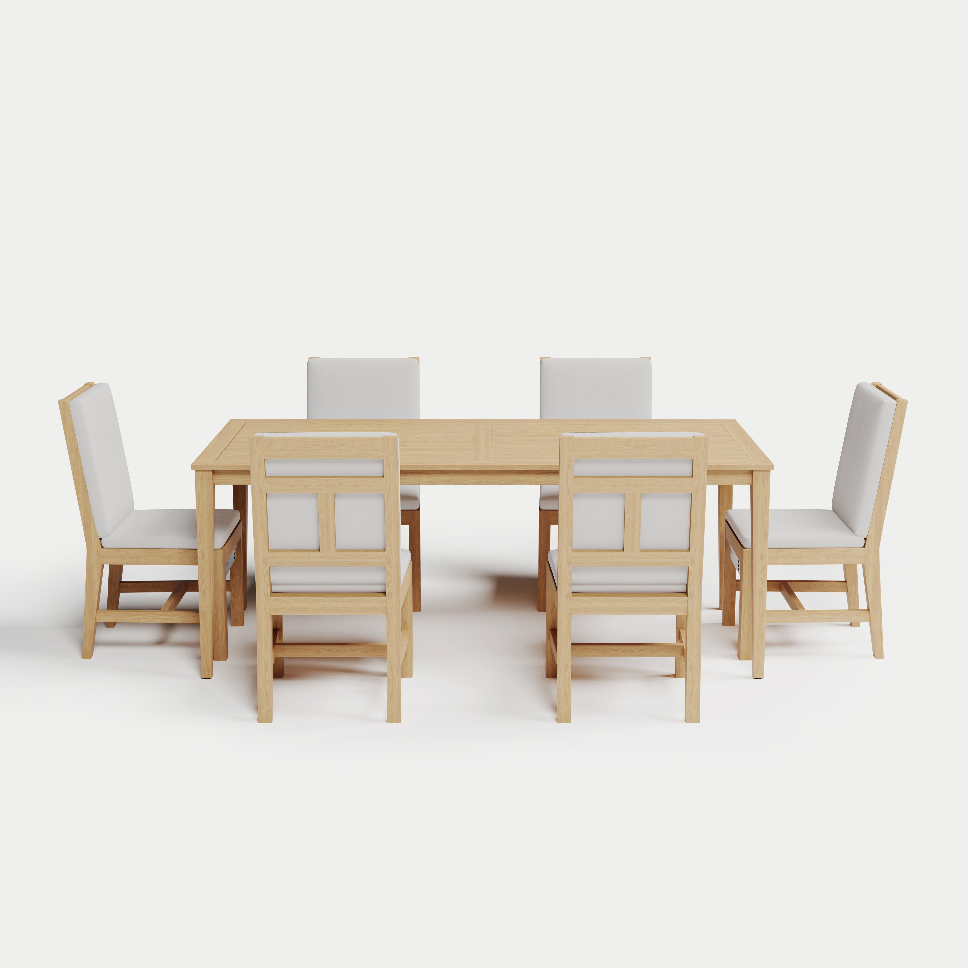 Heated Dining Set - Rectangle Table + 6 Armless Chairs