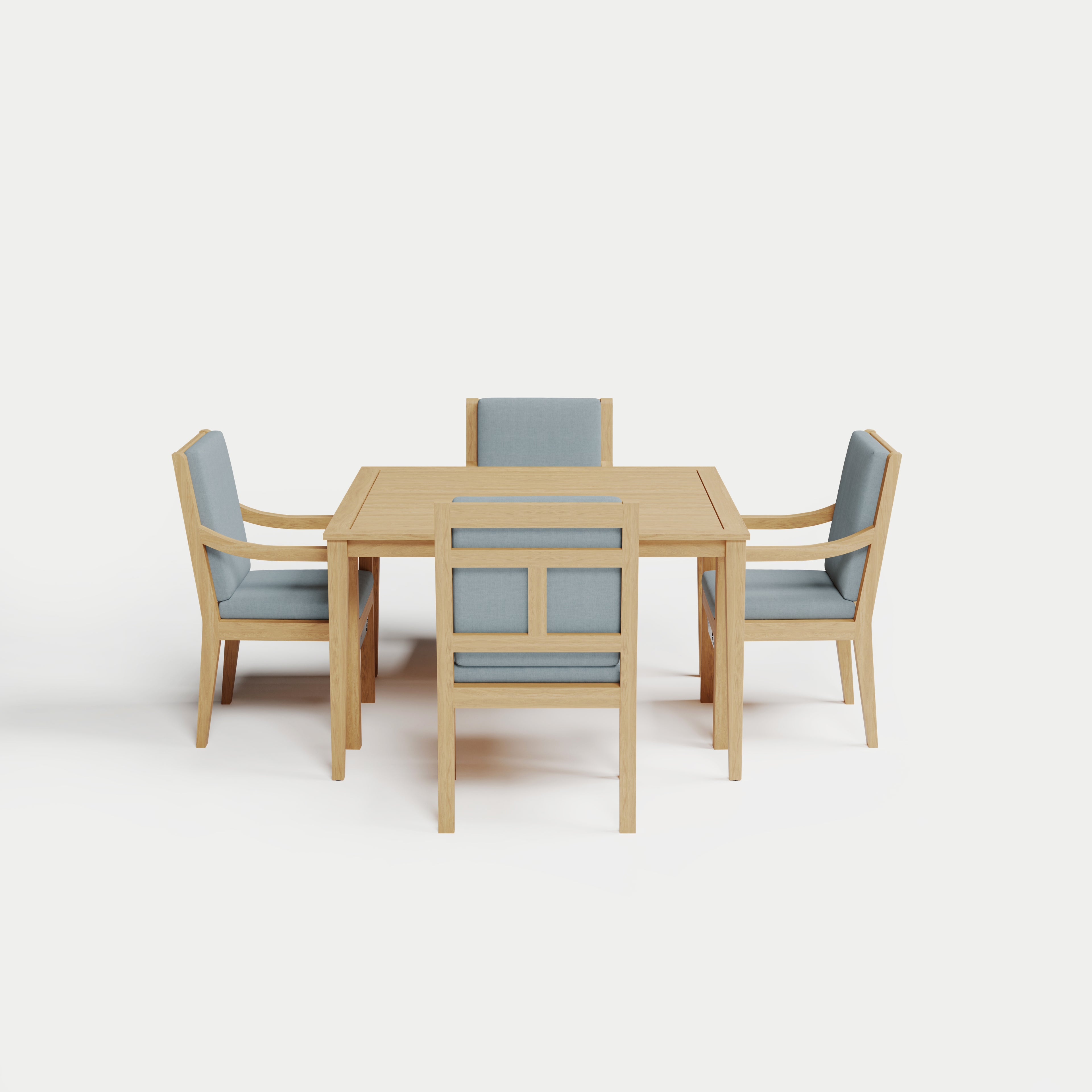 Heated Dining Set - Square Table + 4 Armchairs