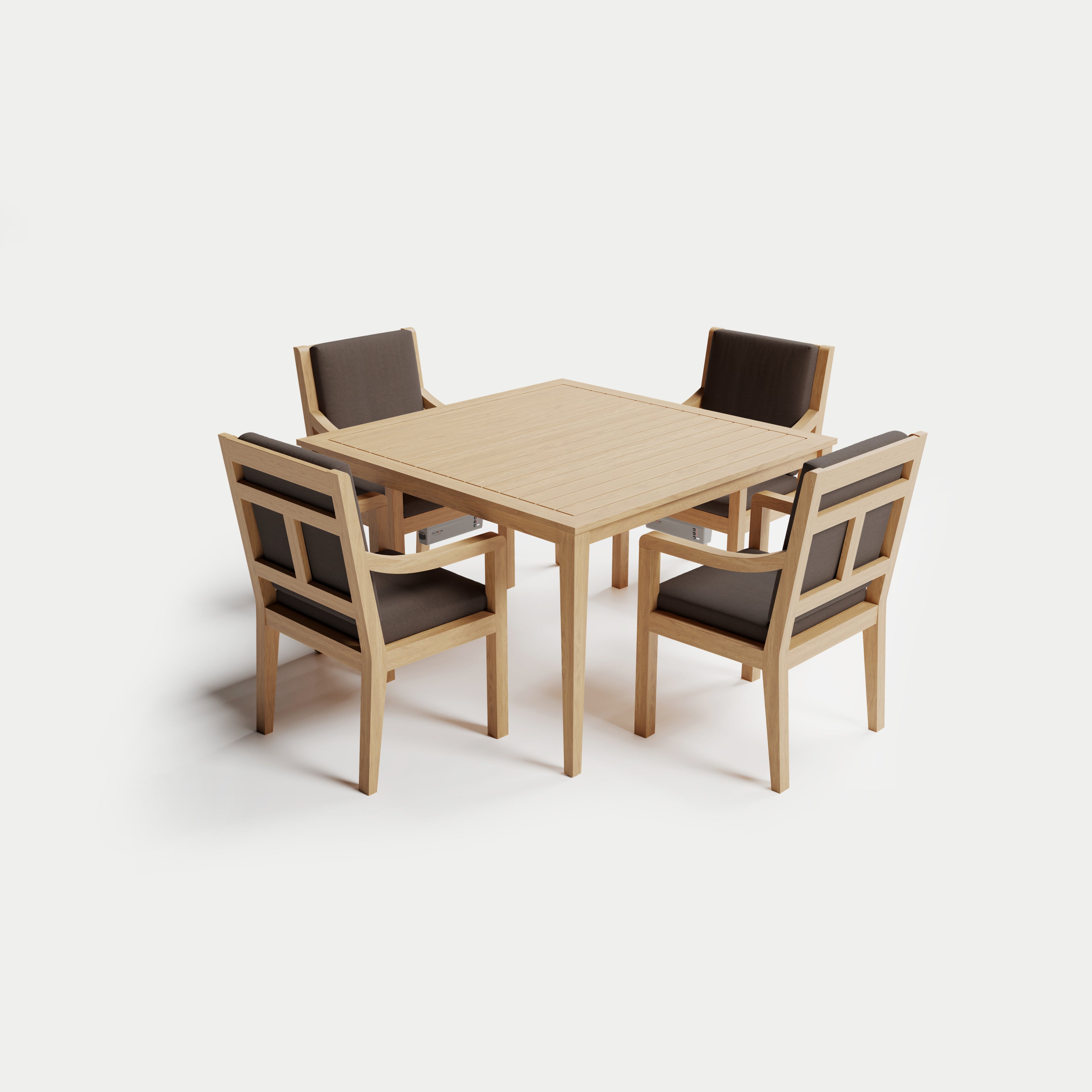 Heated Dining Set - Square Table + 4 Armchairs