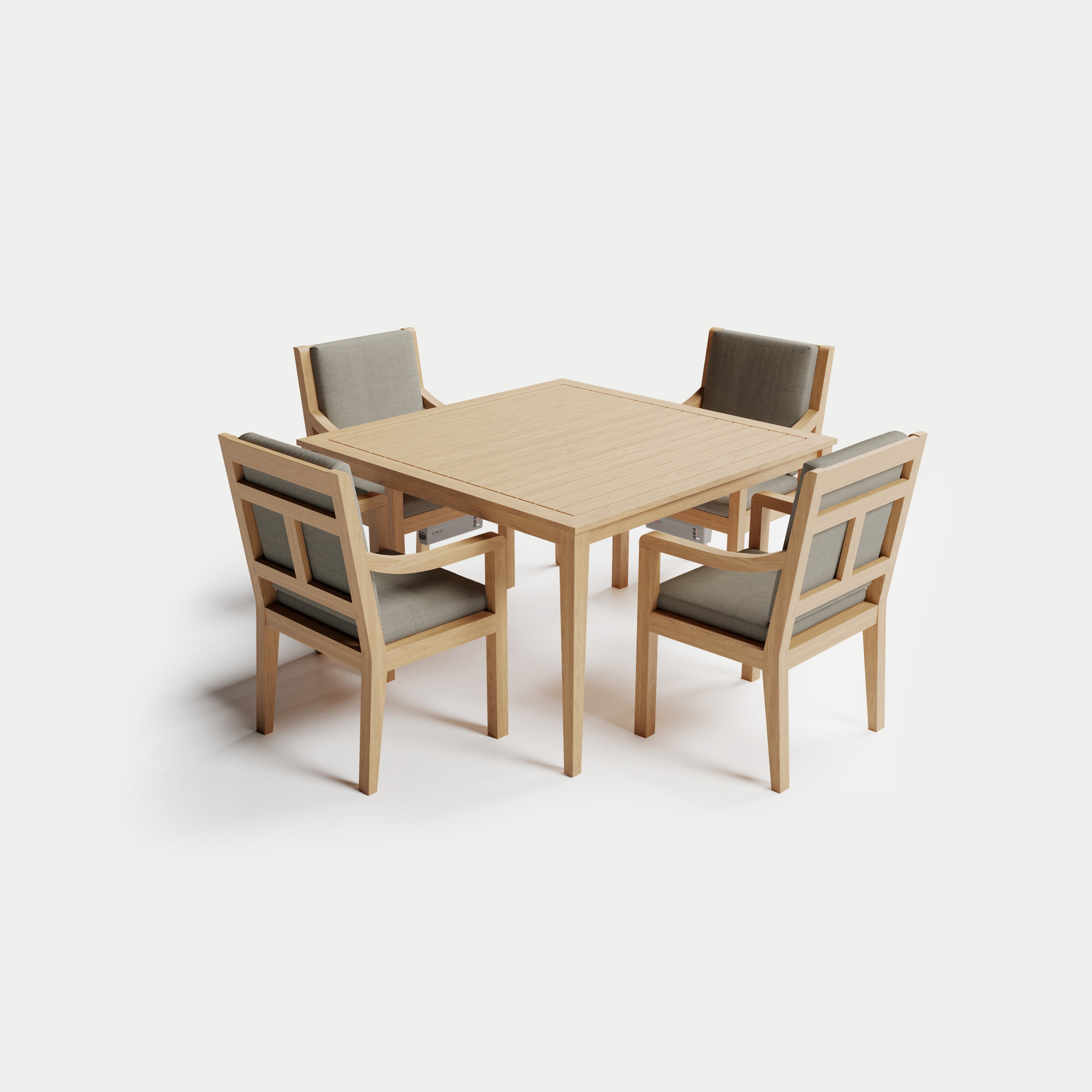 Heated Dining Set - Square Table + 4 Armchairs