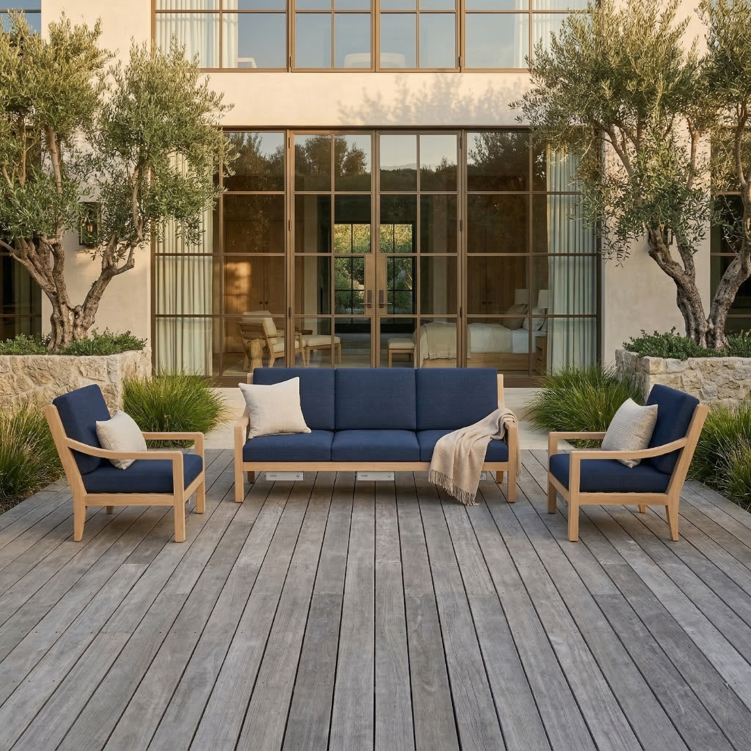 Heated Outdoor Teak Sofa Set