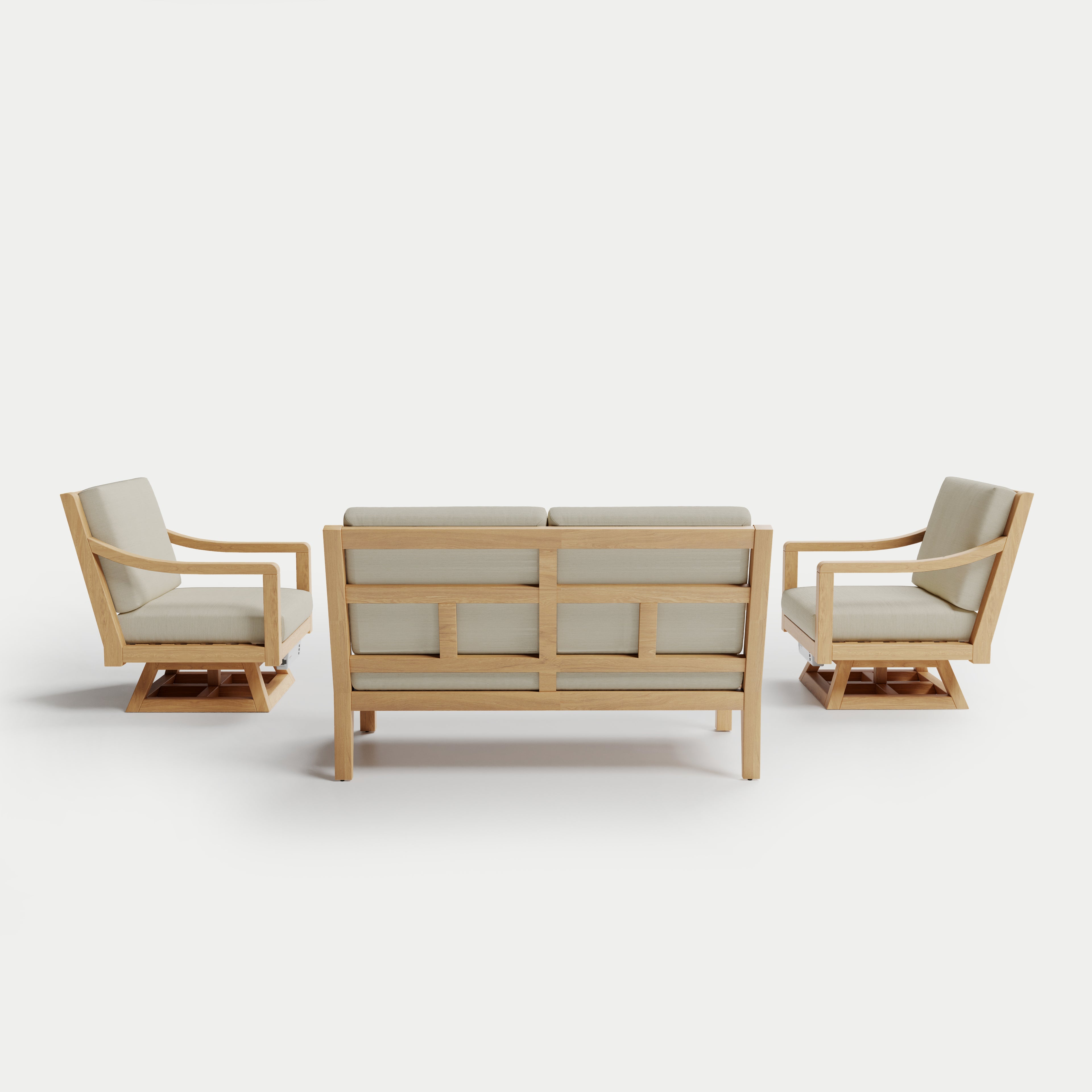 Heated Outdoor Teak Loveseat + Swivel Set