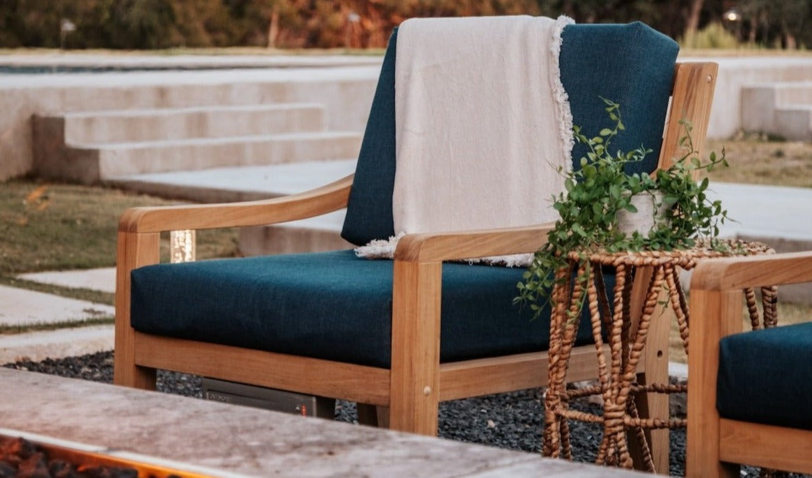 Heated Outdoor Teak Lounge Chair
