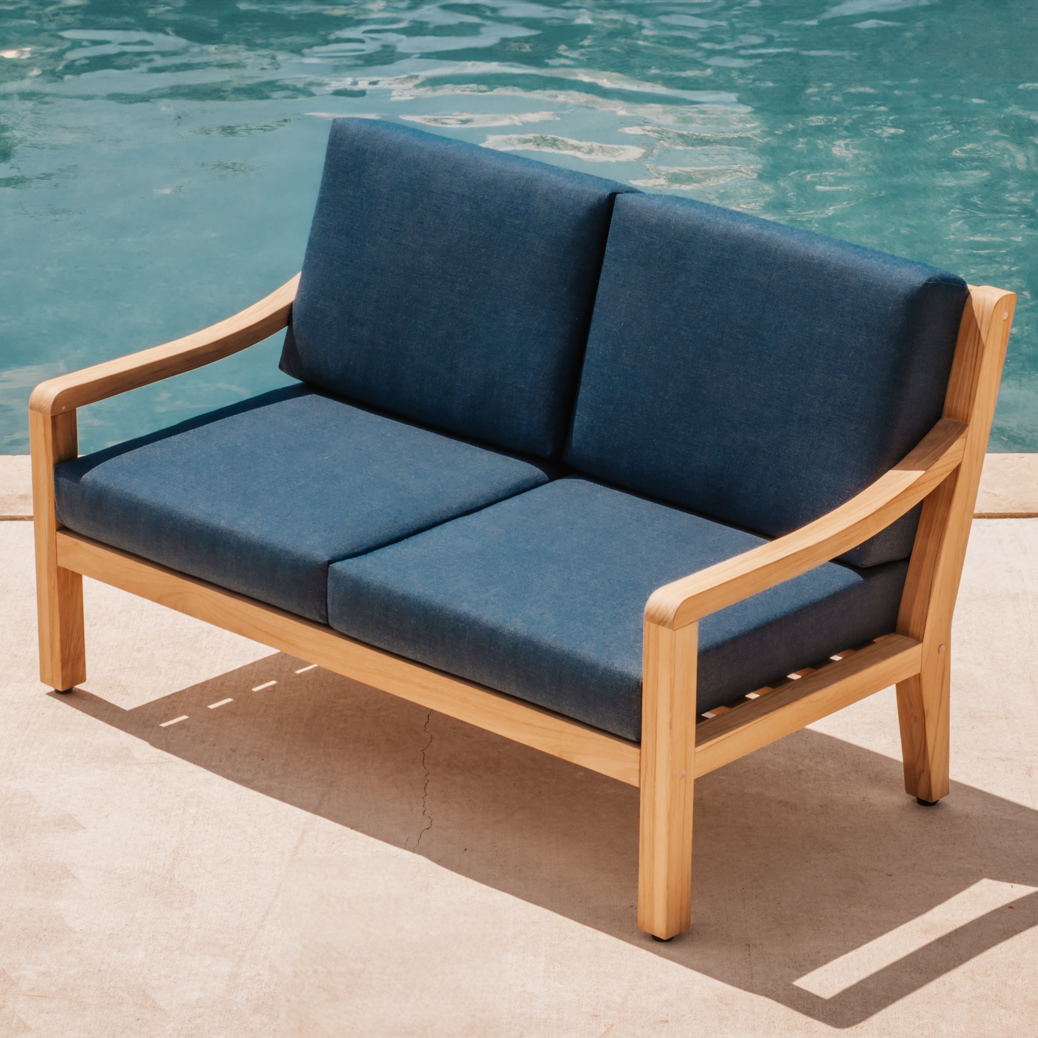 Heated Outdoor Teak Loveseat