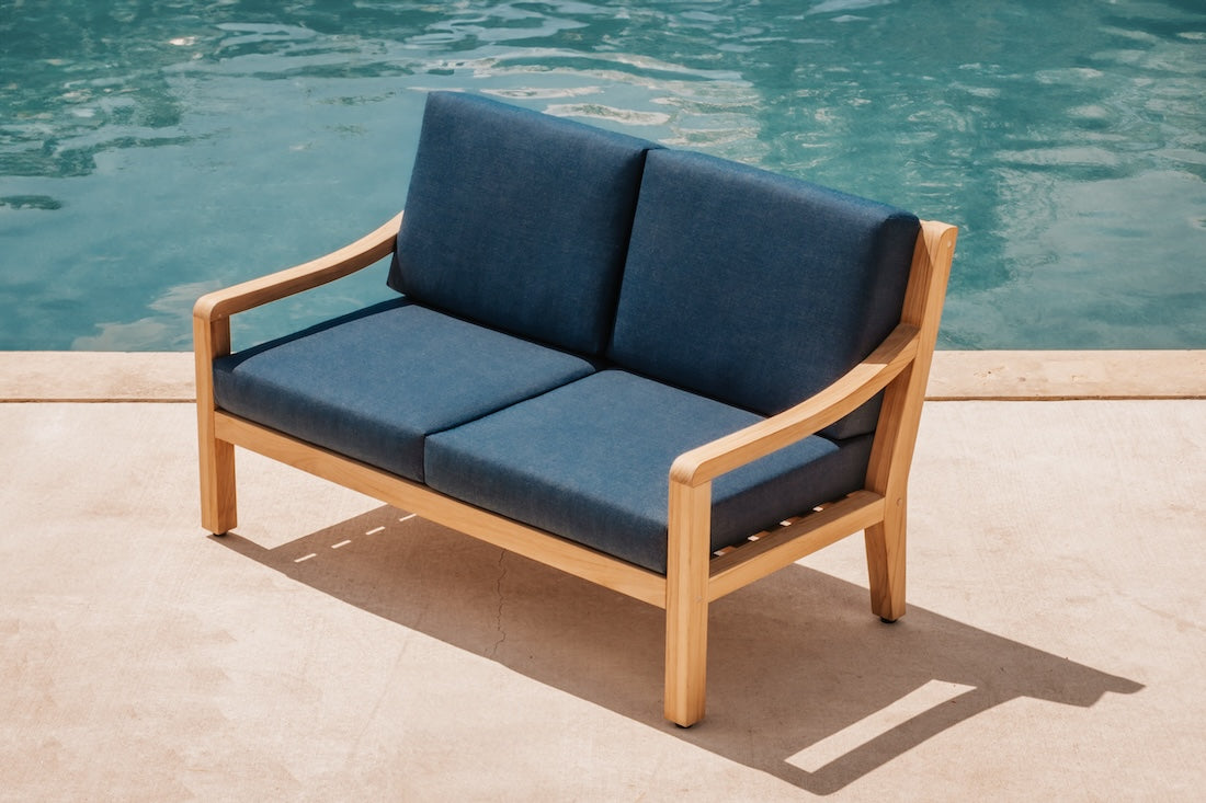 Heated Outdoor Teak Loveseat  