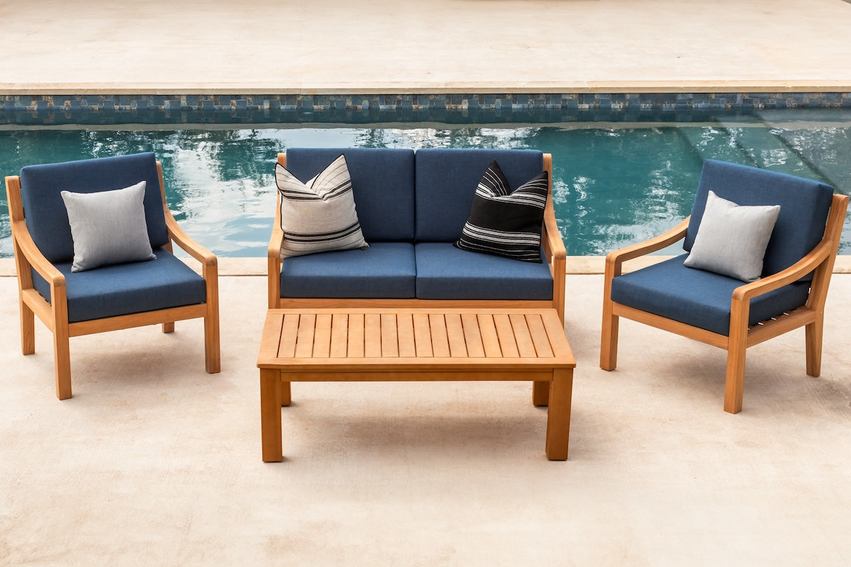 Heated Outdoor Teak Loveseat Set