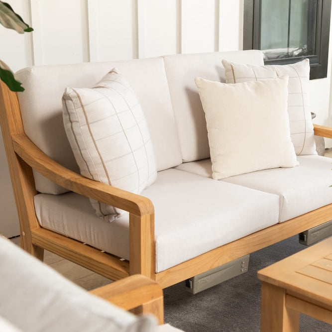 Heated Outdoor Teak Loveseat