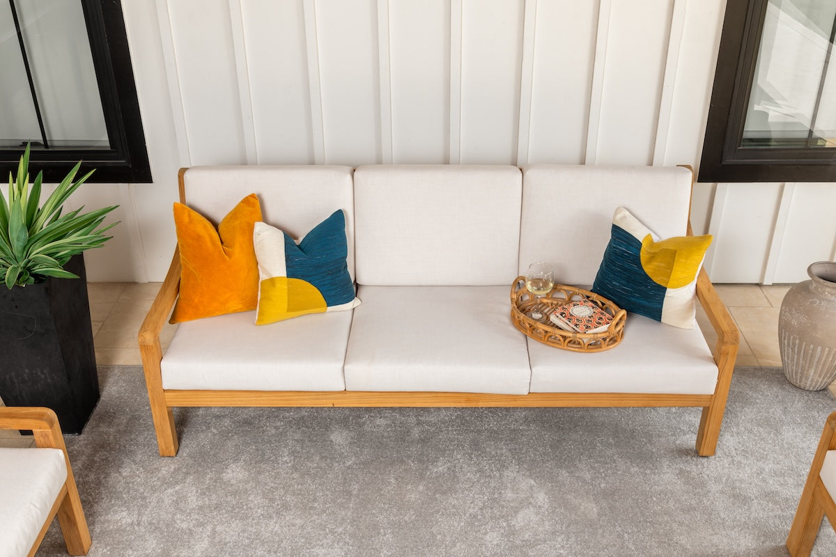 Heated Outdoor Teak Sofa