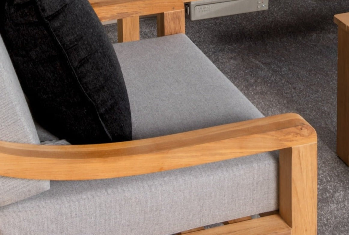 Heated Outdoor Teak Lounge Chair
