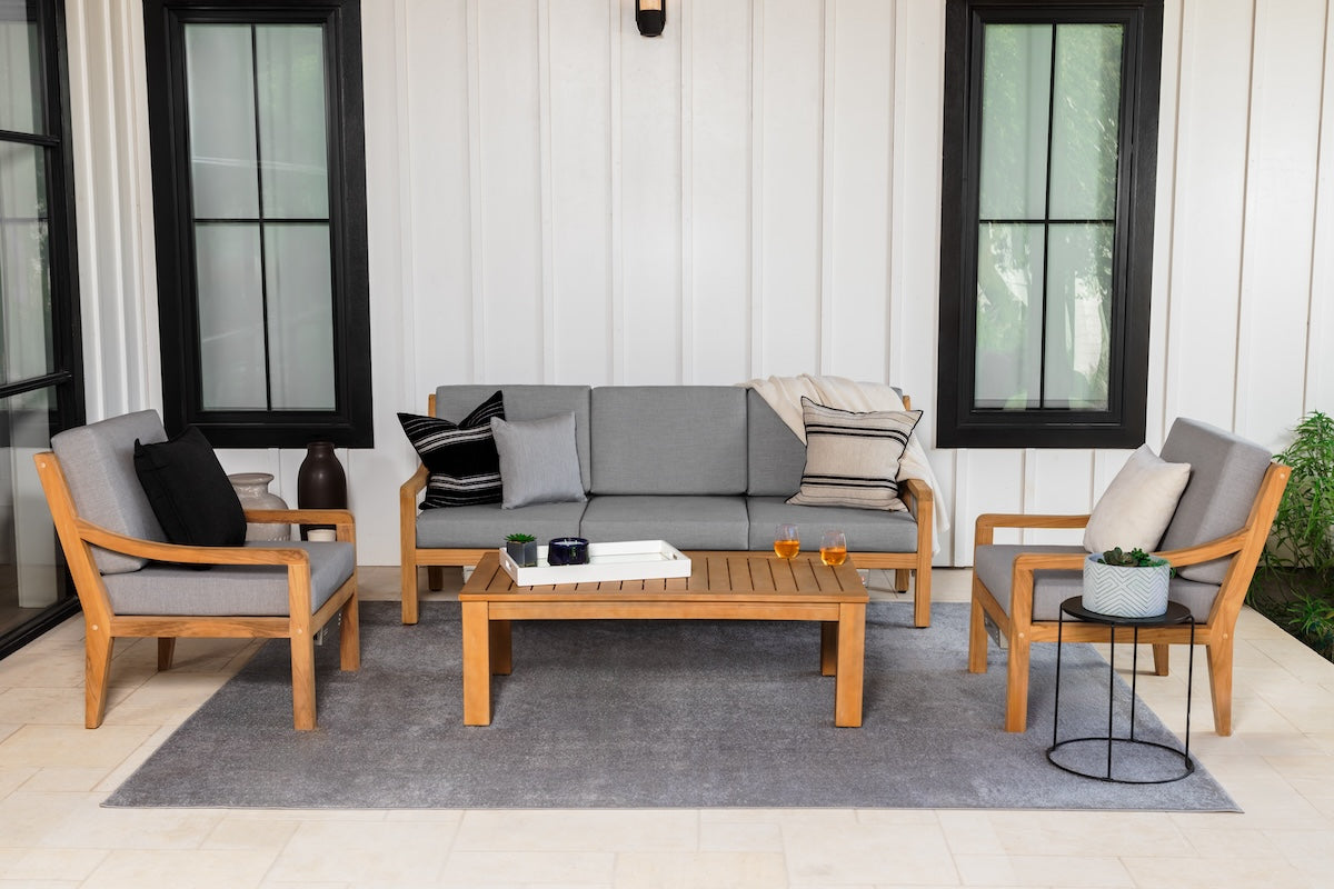 Heated Outdoor Teak Sofa Set