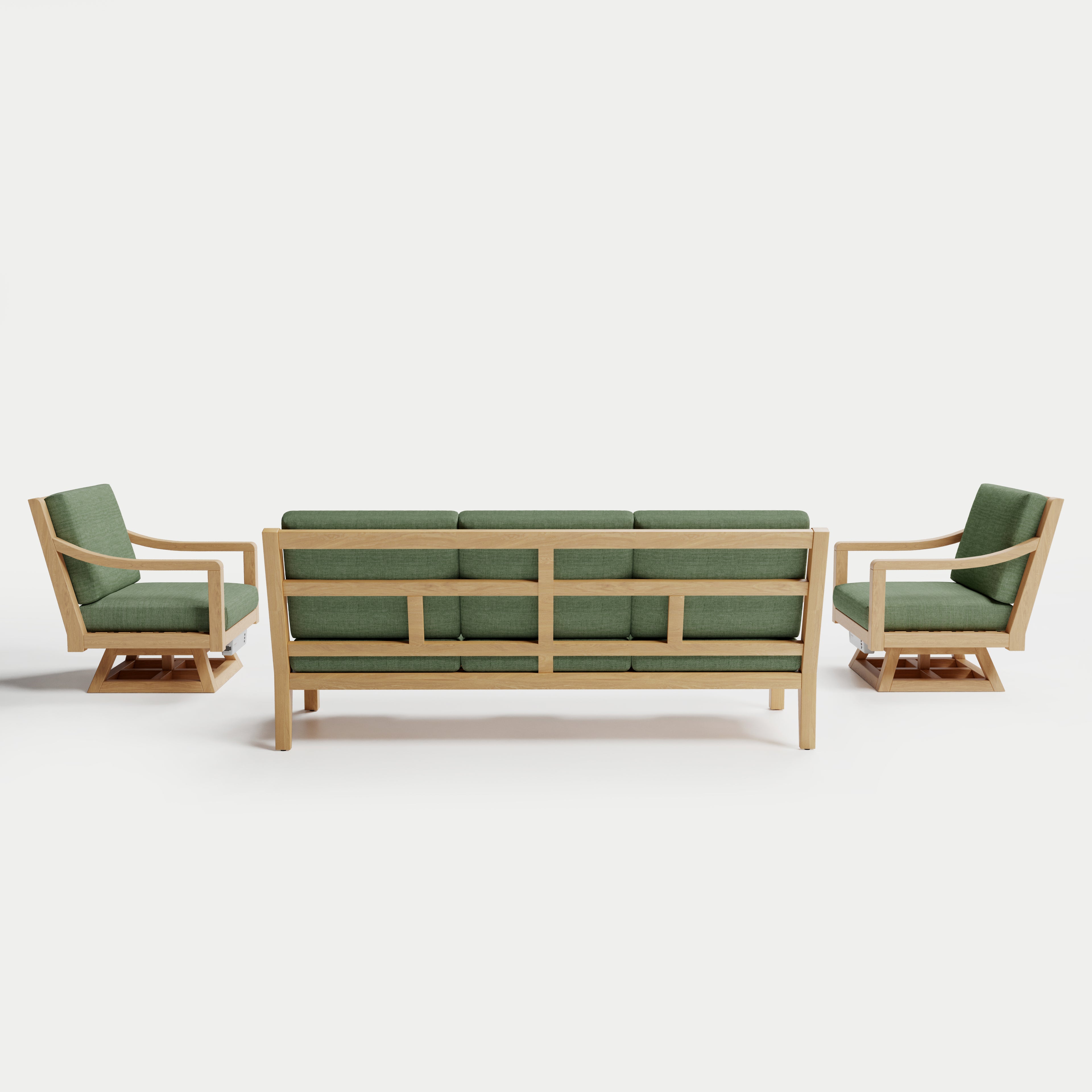Heated Outdoor Teak Sofa + Swivel Set