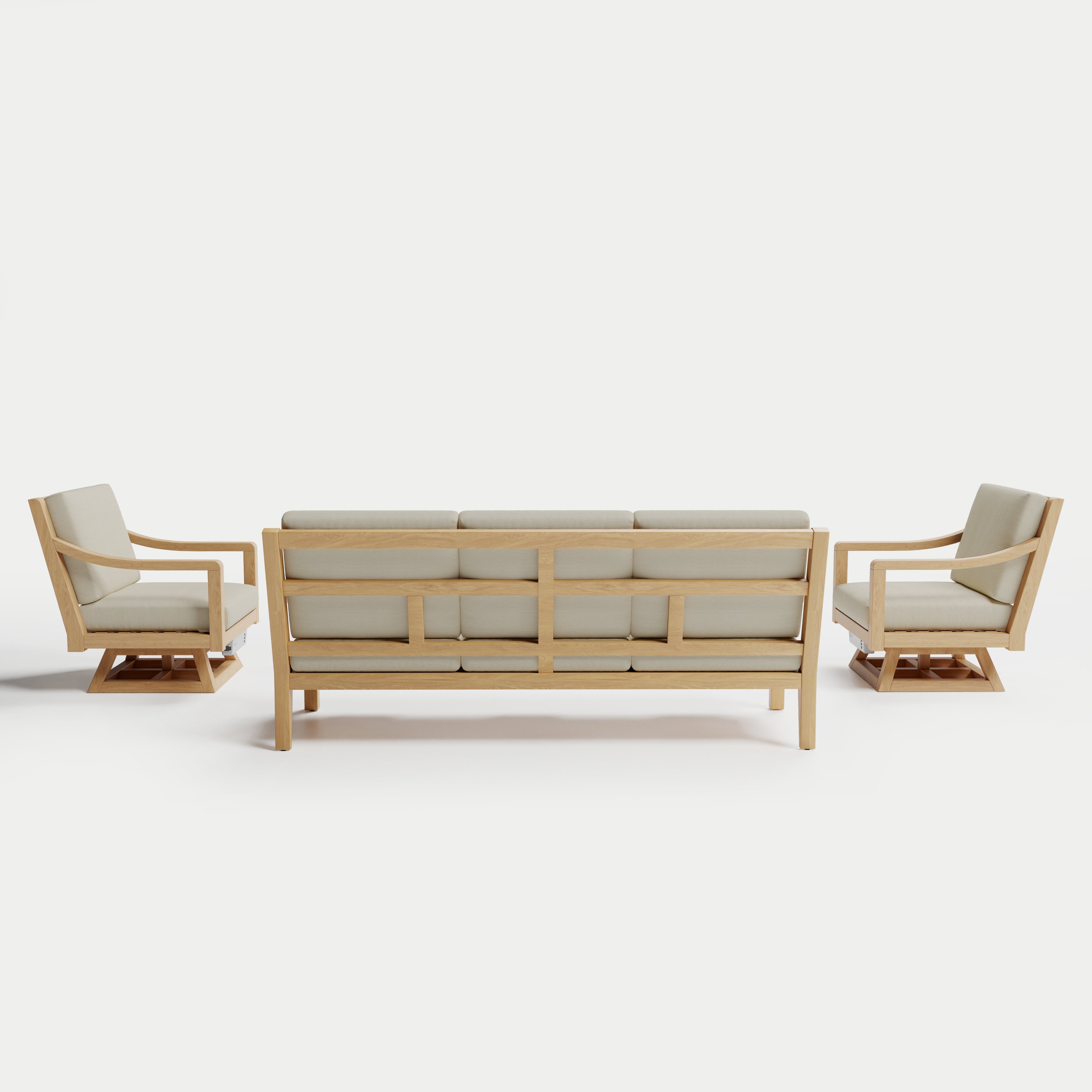 Heated Outdoor Teak Sofa + Swivel Set