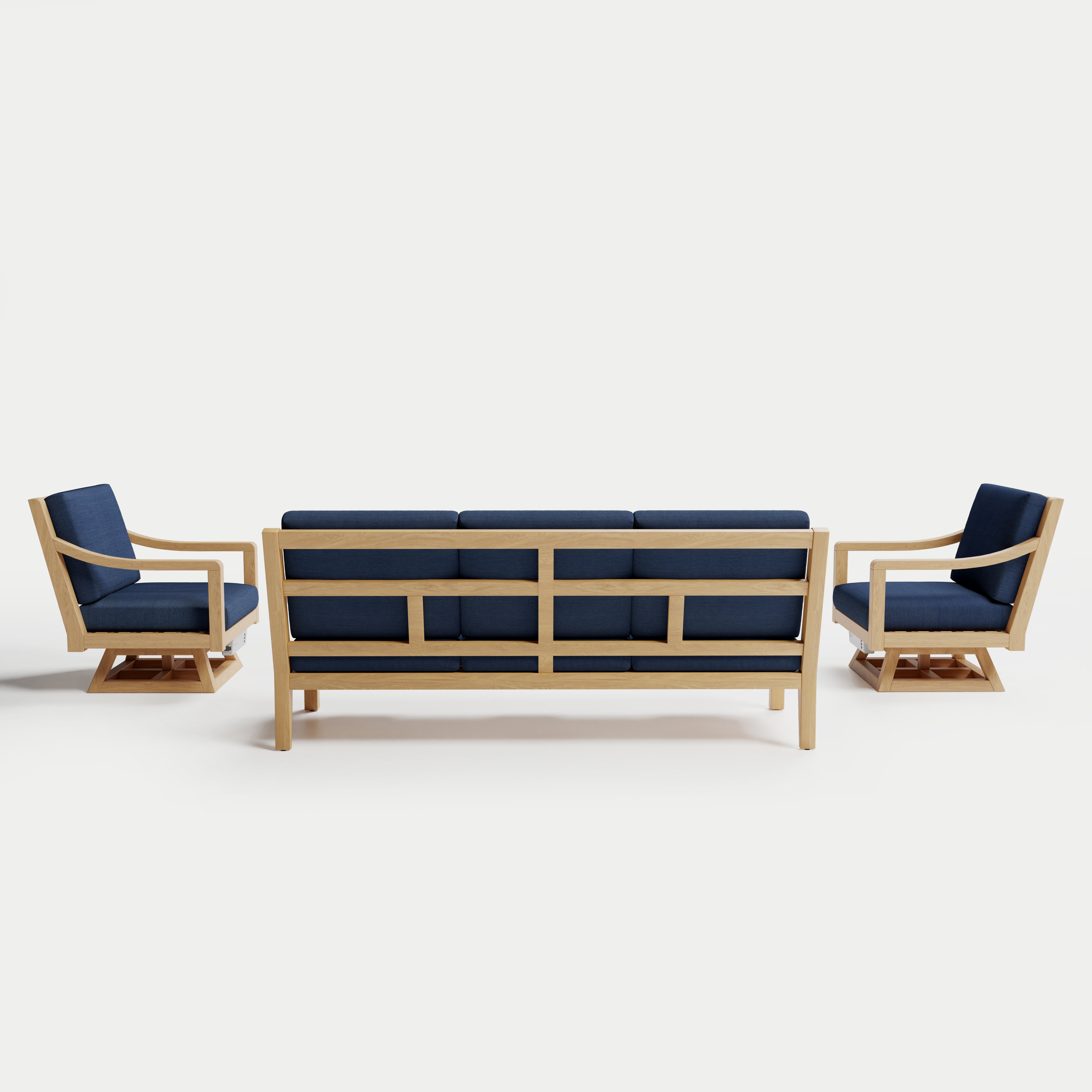 Heated Outdoor Teak Sofa + Swivel Set