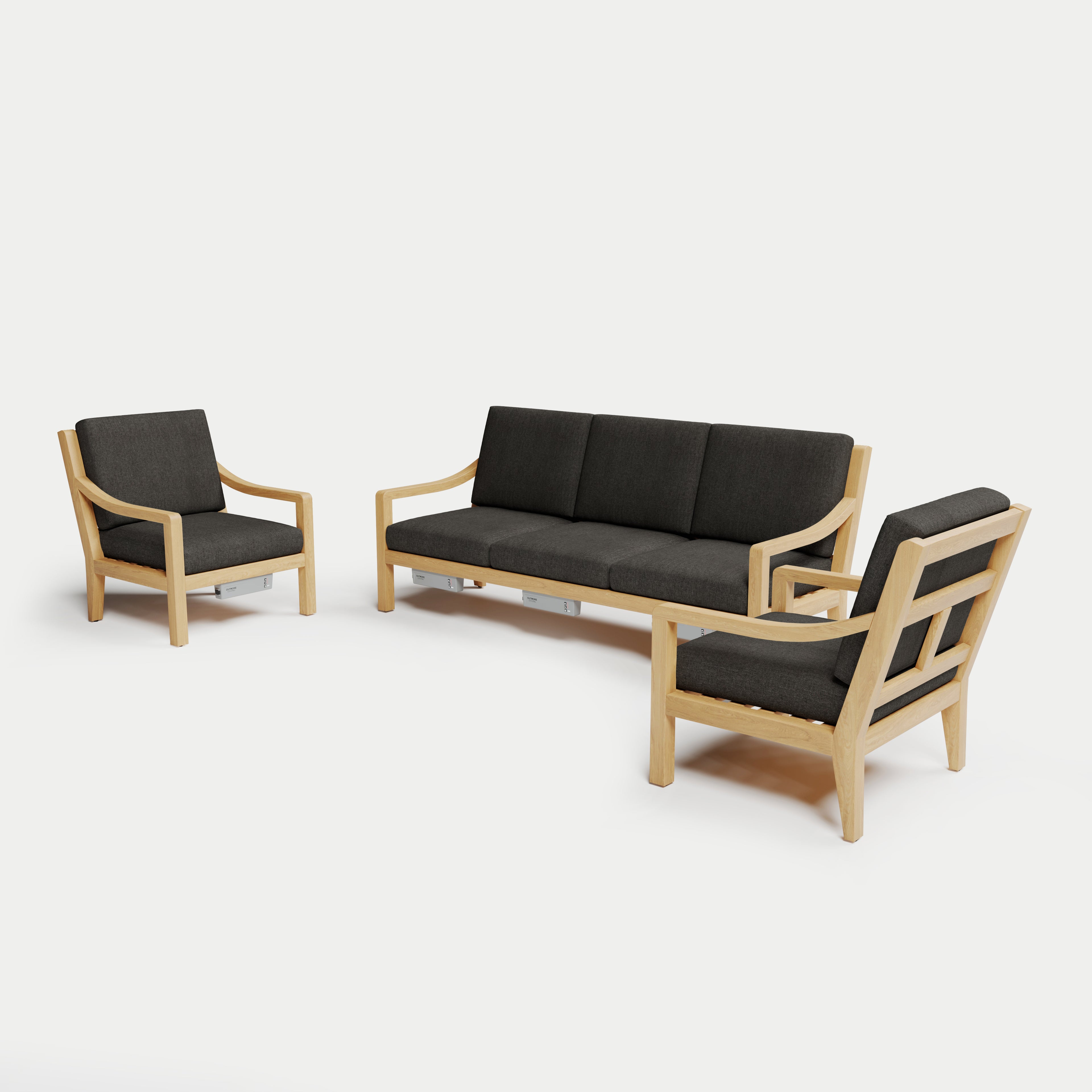 Heated Outdoor Teak Sofa Set