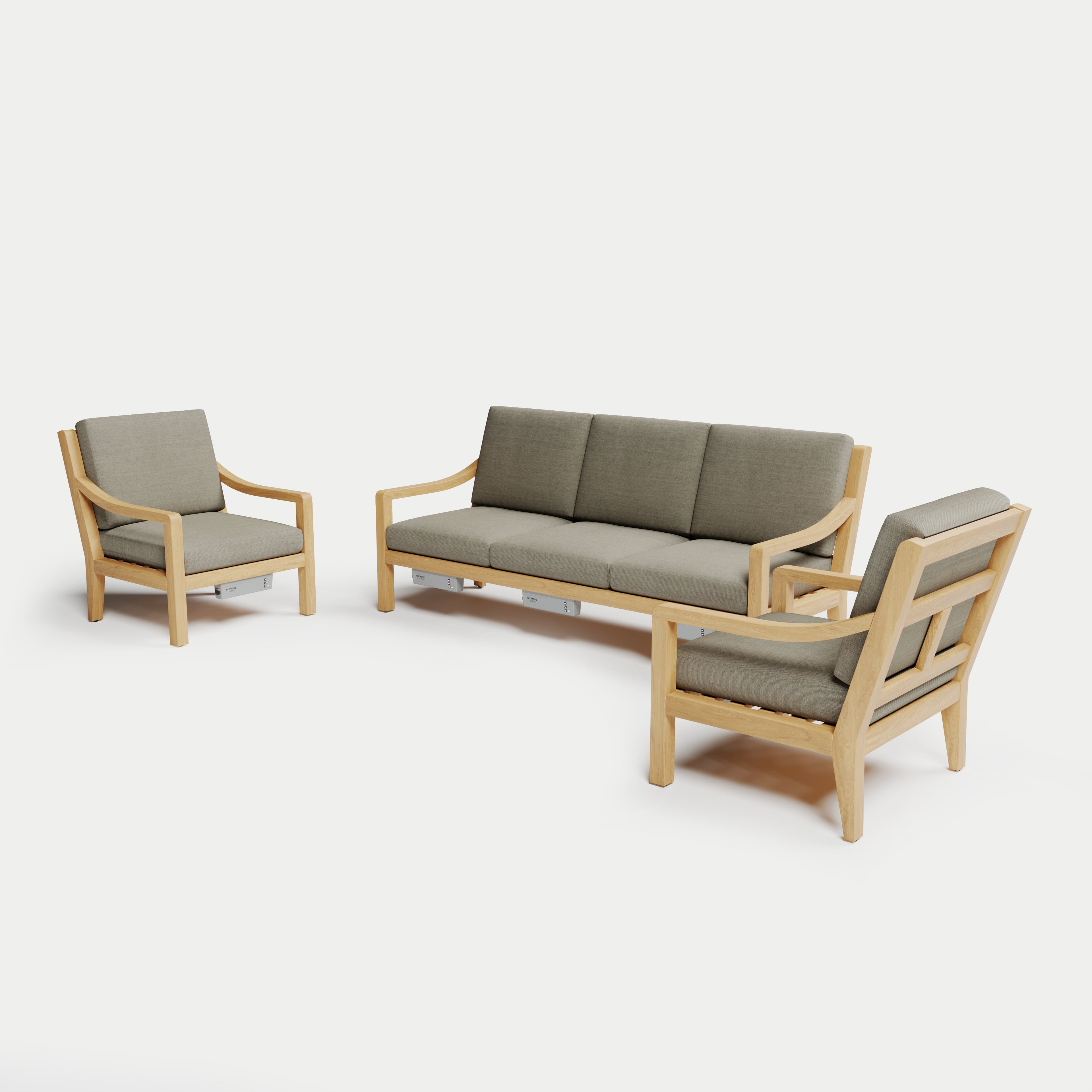 Heated Outdoor Teak Sofa Set