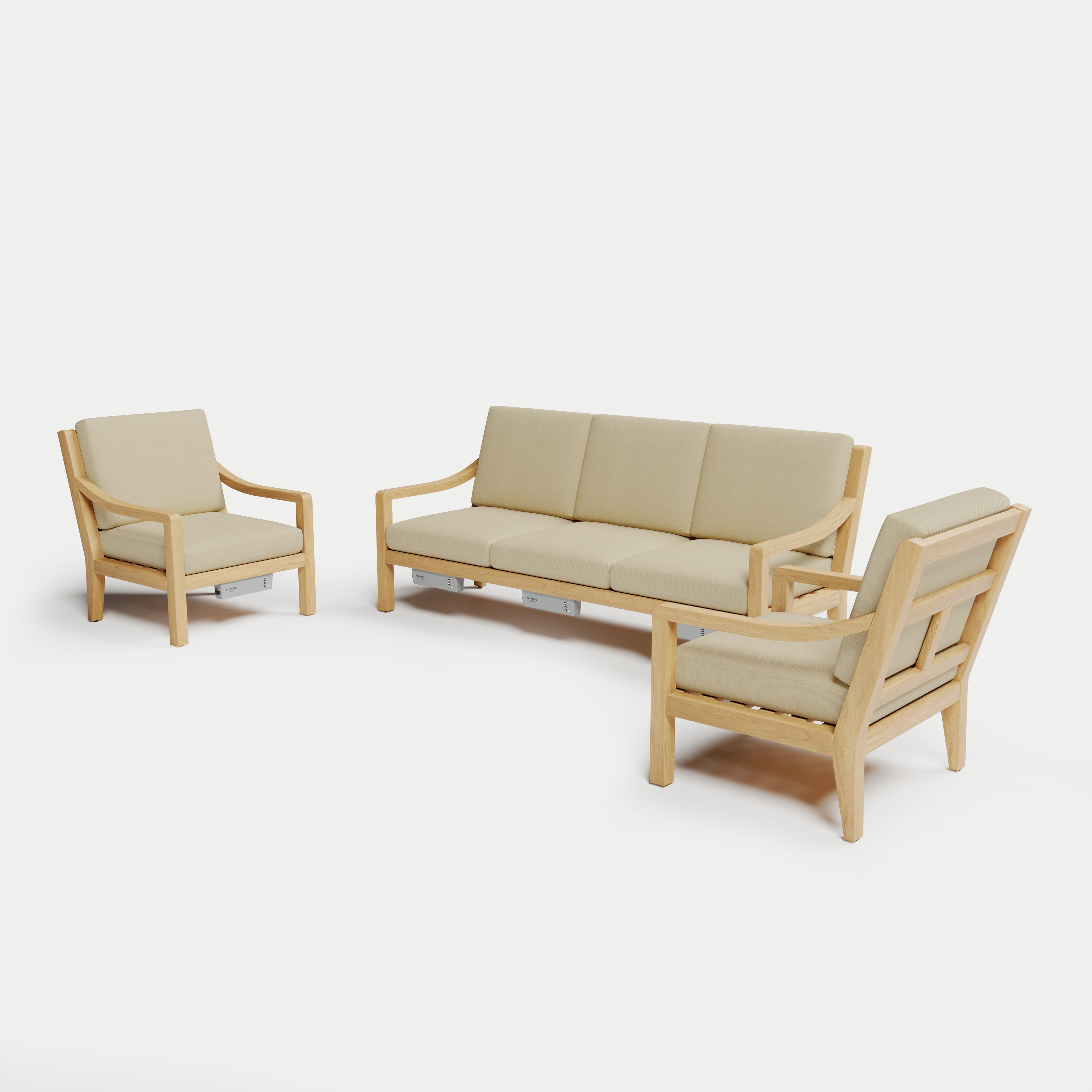 Heated Outdoor Teak Sofa Set