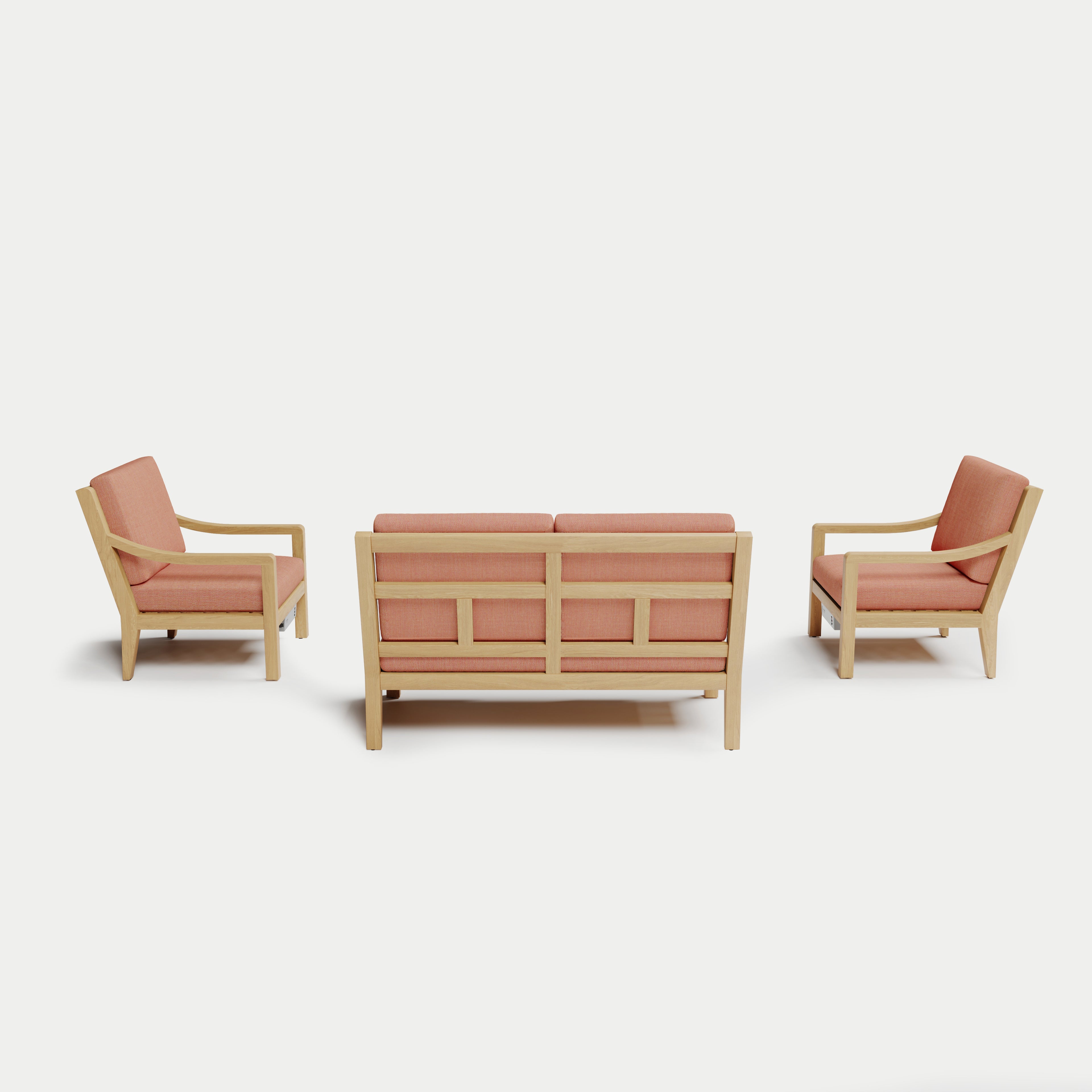 Heated Outdoor Teak Loveseat Set