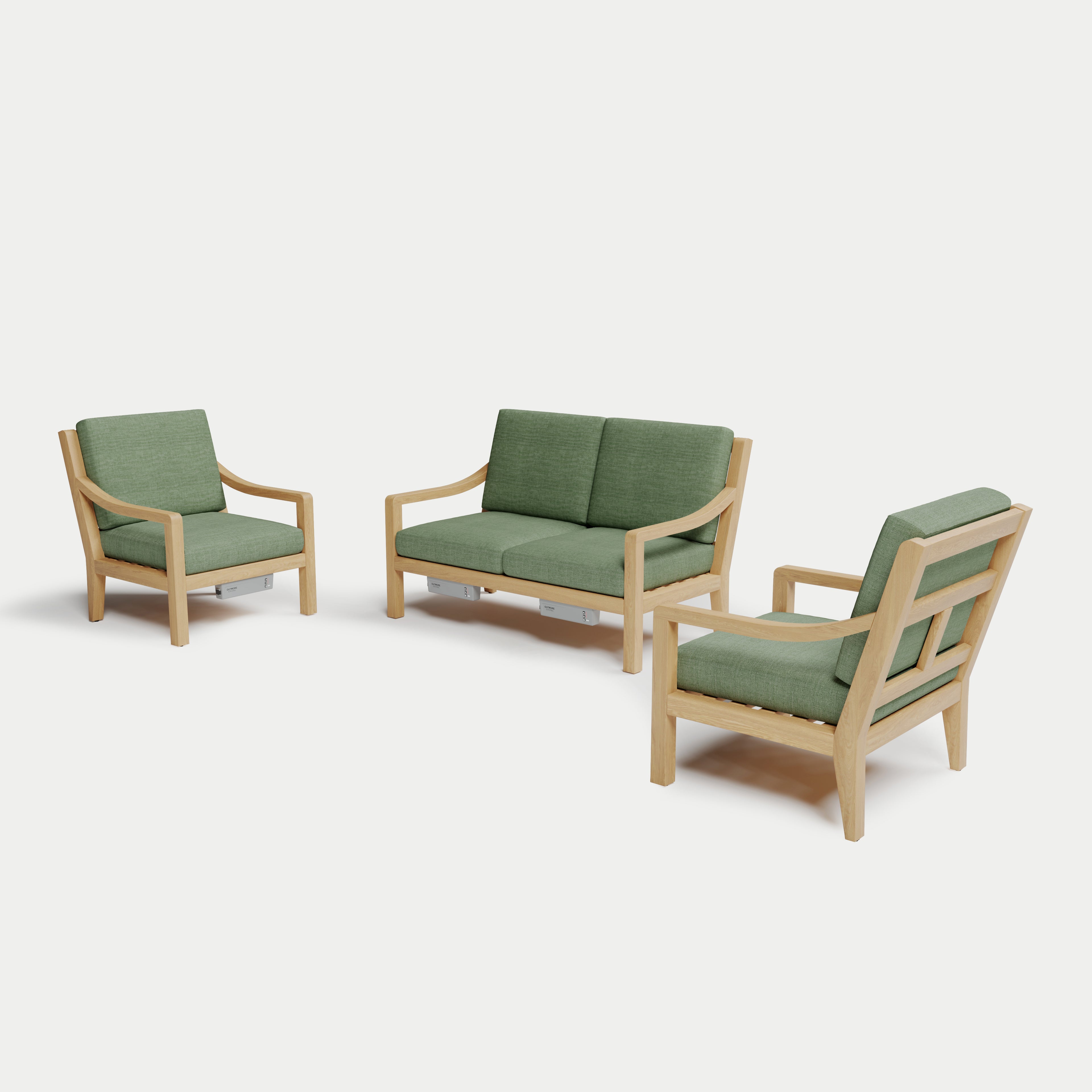 Heated Outdoor Teak Loveseat Set