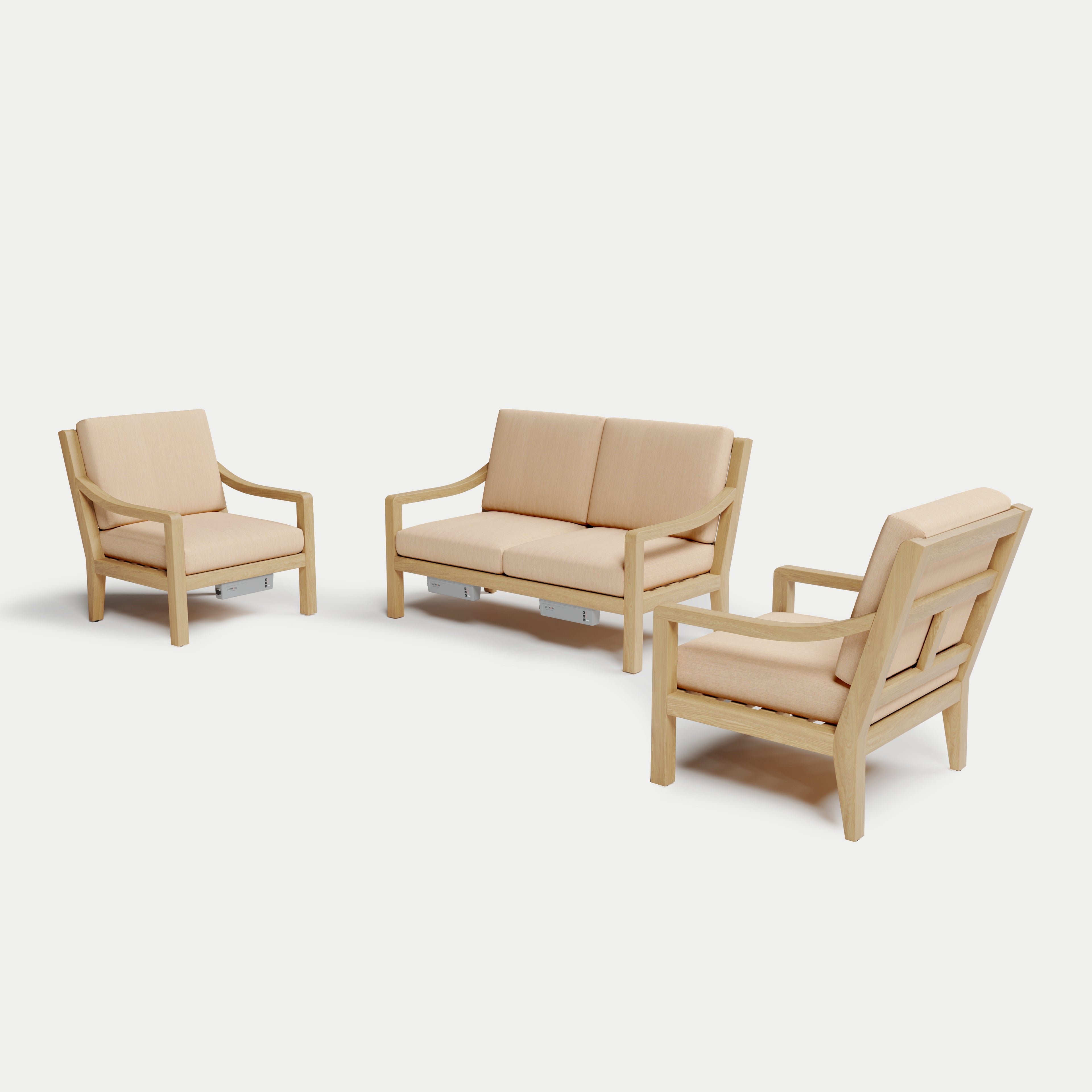 Heated Outdoor Teak Loveseat Set