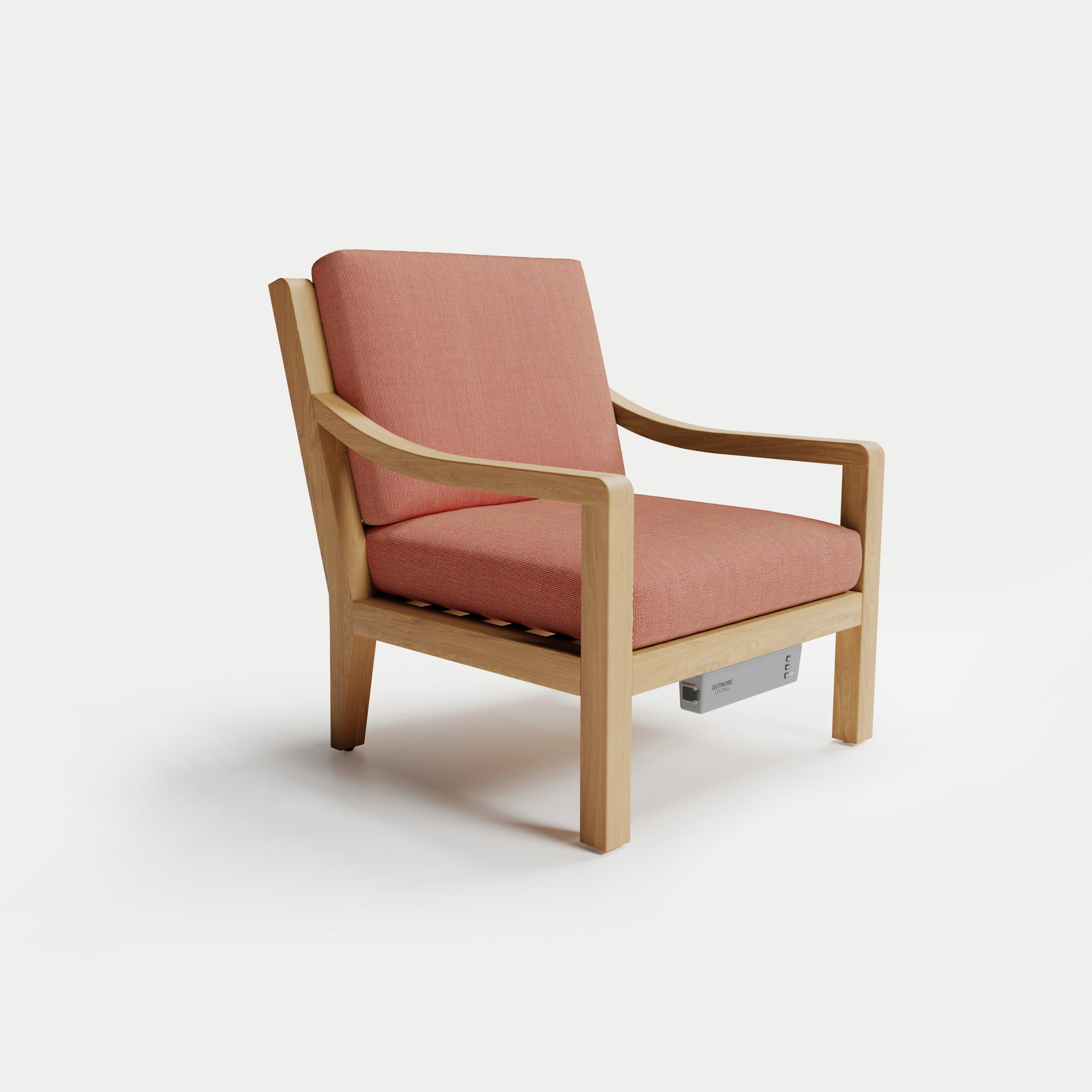 Heated Outdoor Teak Lounge Chair