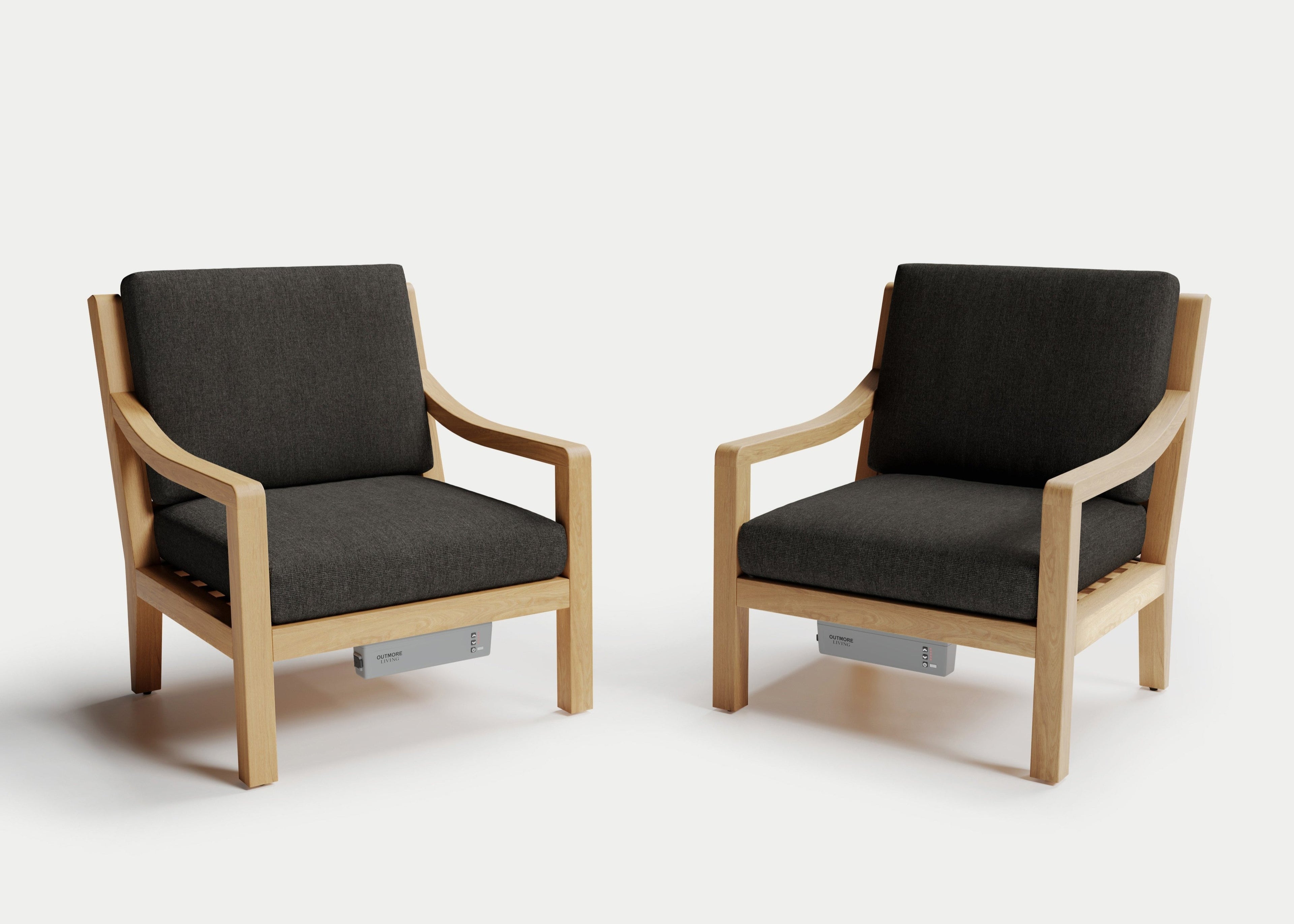 Heated Outdoor Teak Lounge Chair Set