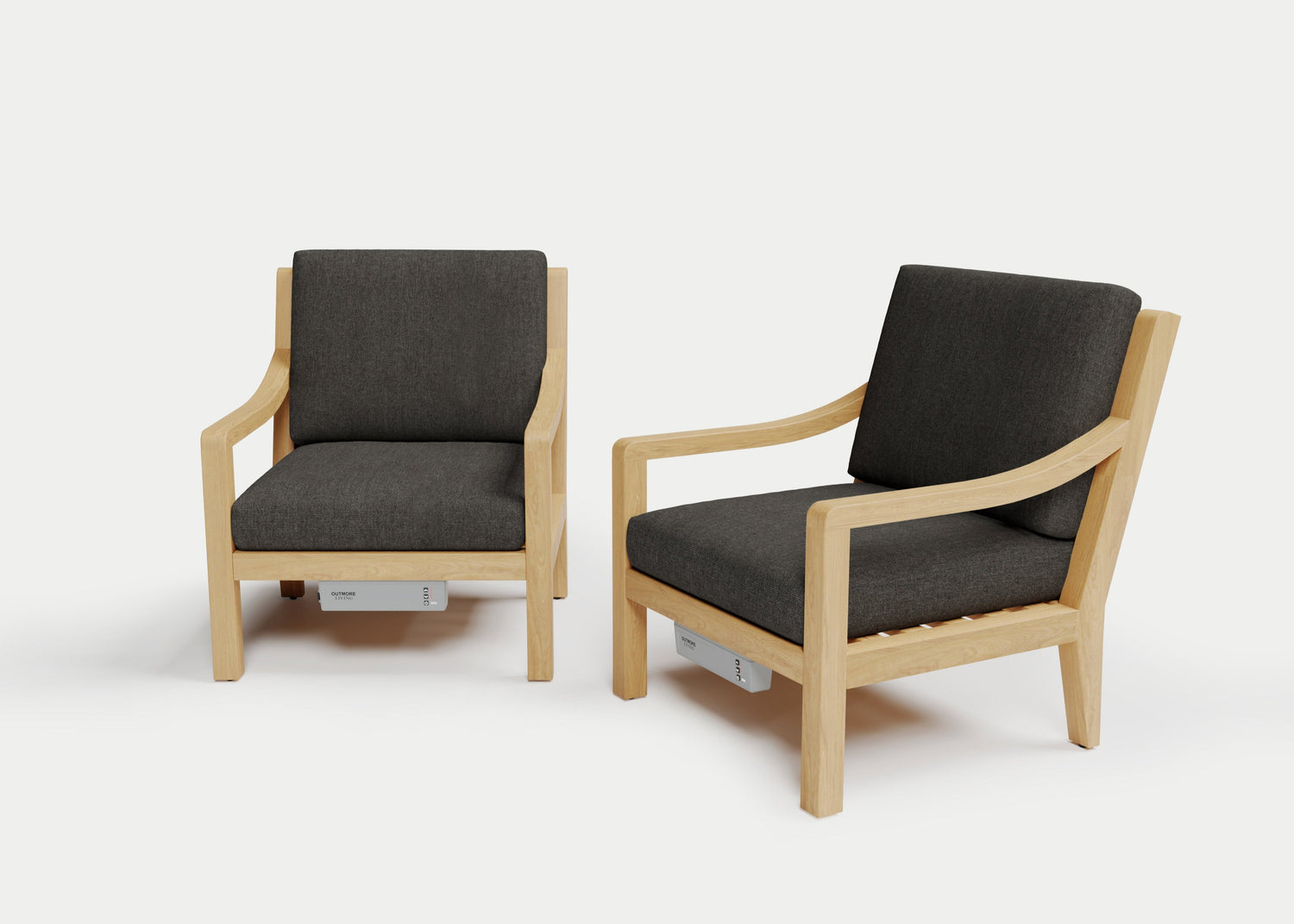 Heated Outdoor Teak Lounge Chair Set