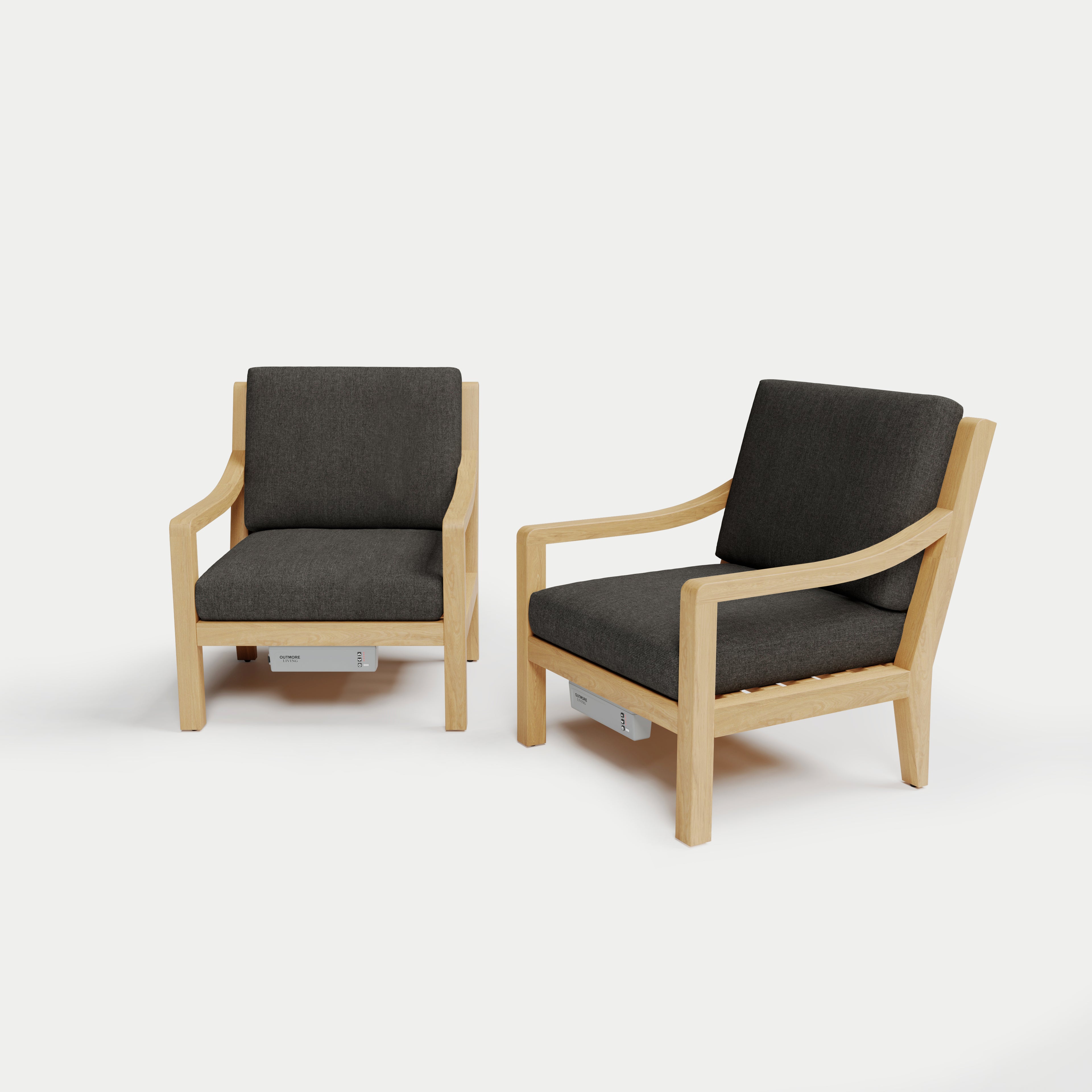 Heated Outdoor Teak Lounge Chair Set