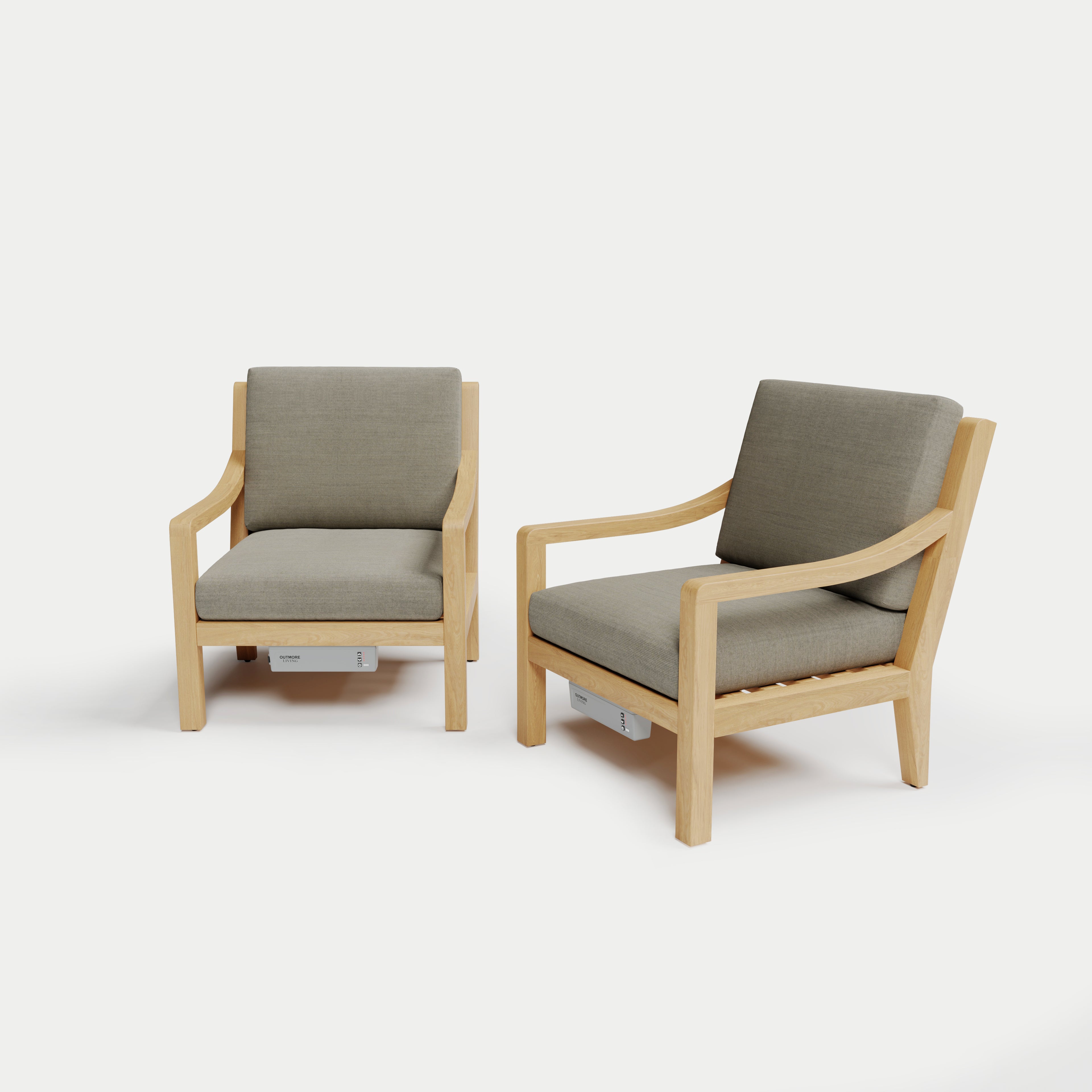 Heated Outdoor Teak Lounge Chair Set