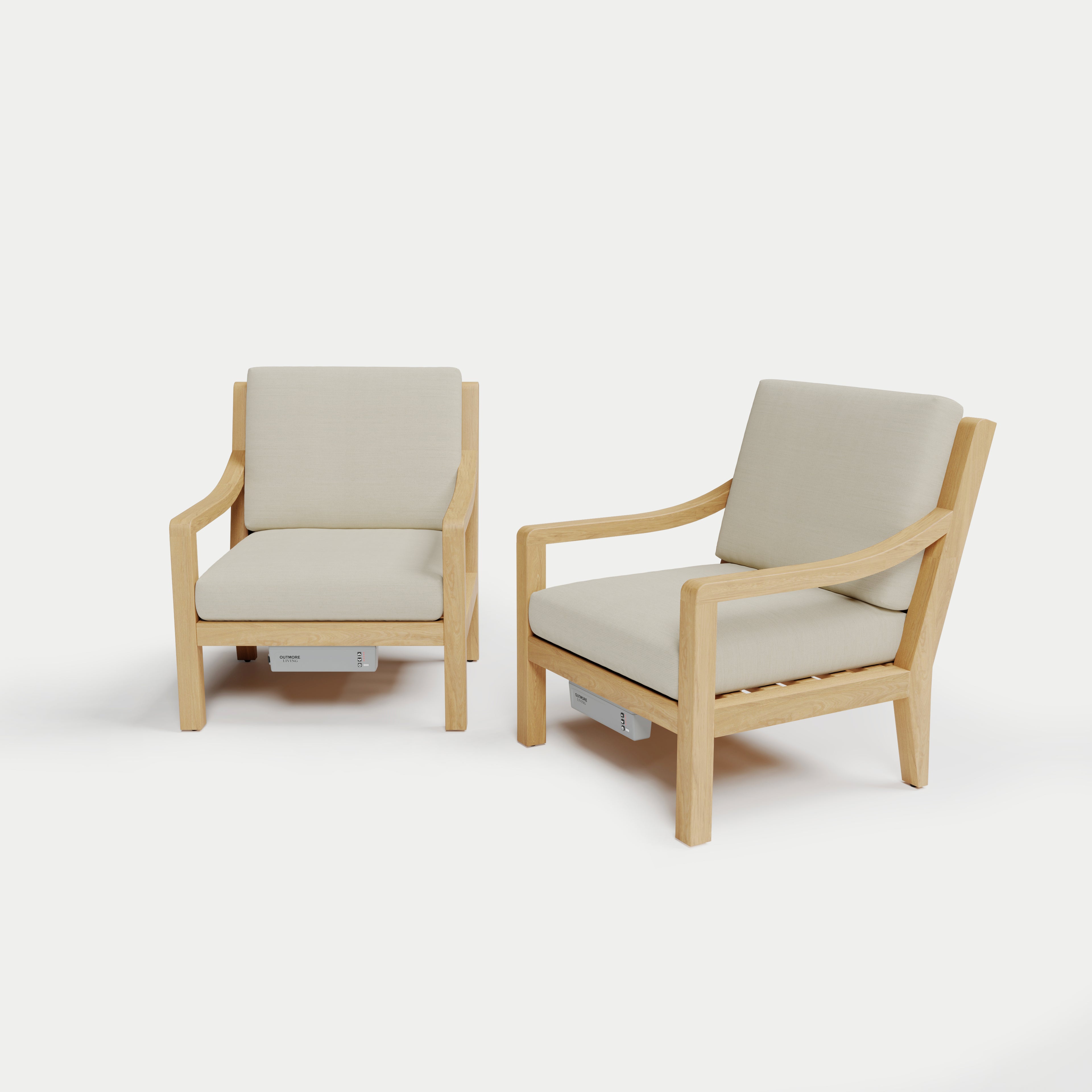 Heated Outdoor Teak Lounge Chair Set