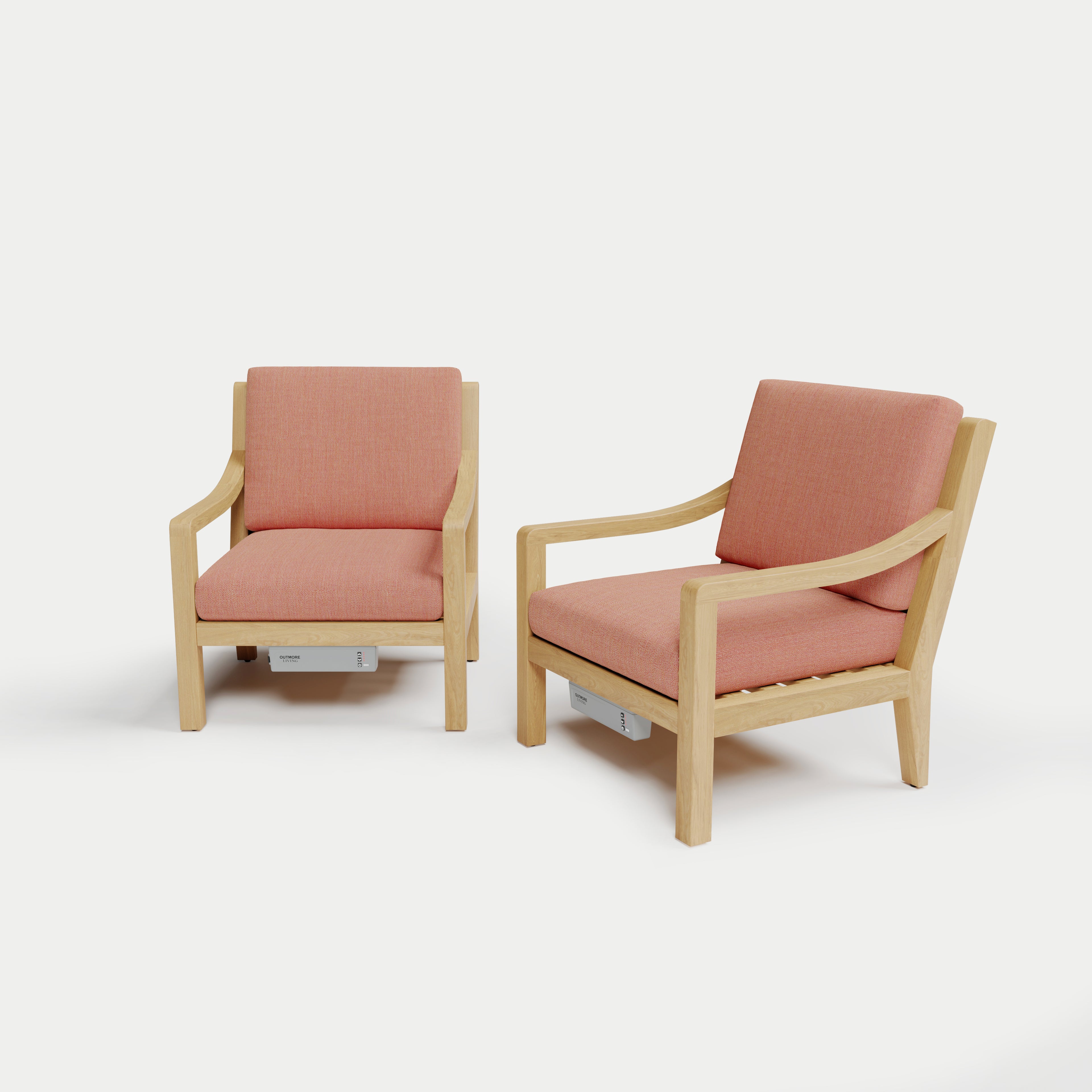 Heated Outdoor Teak Lounge Chair Set