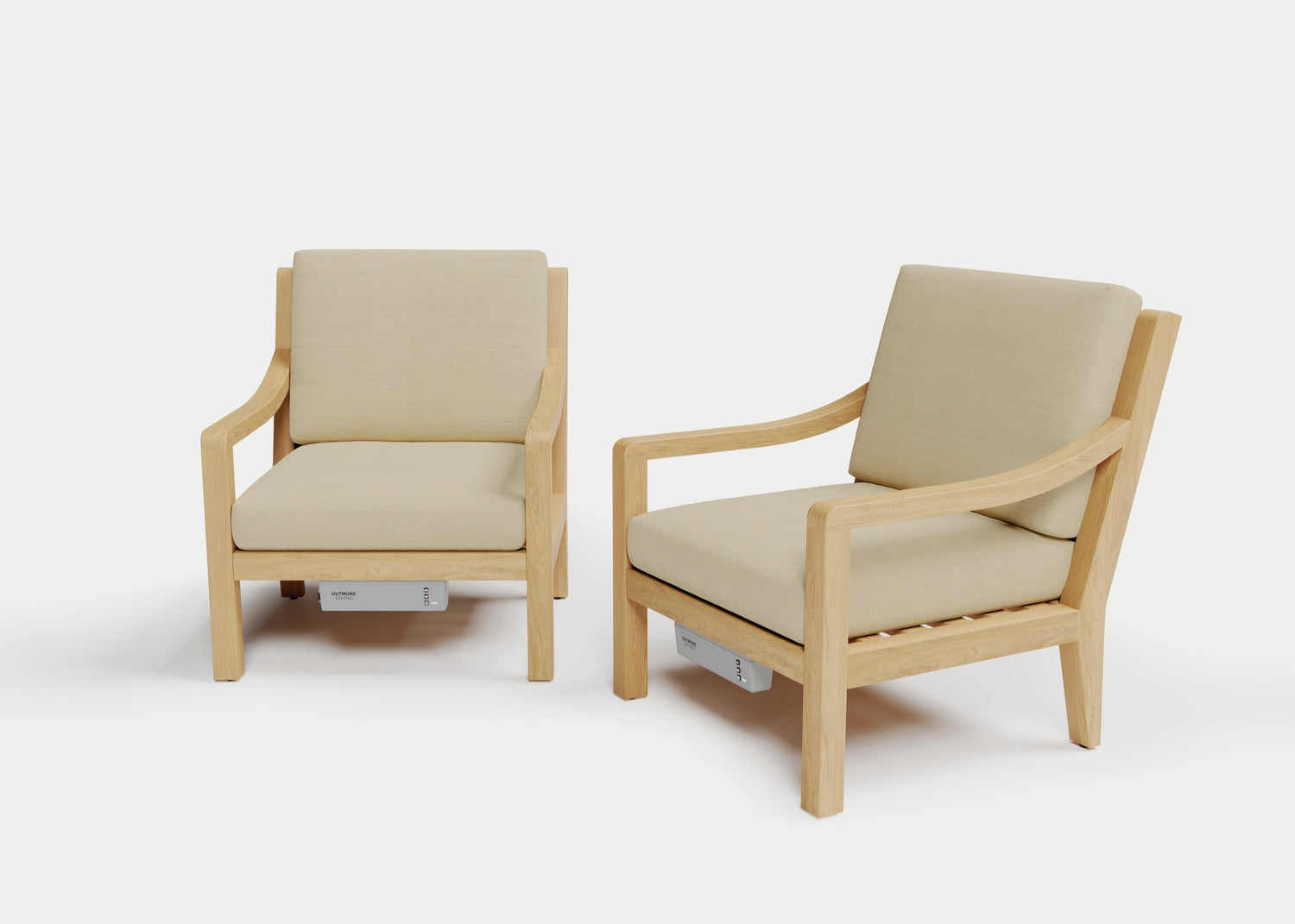 Heated Outdoor Teak Lounge Chair Set