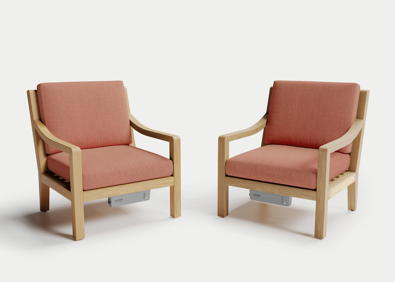 Heated Outdoor Teak Lounge Chair Set