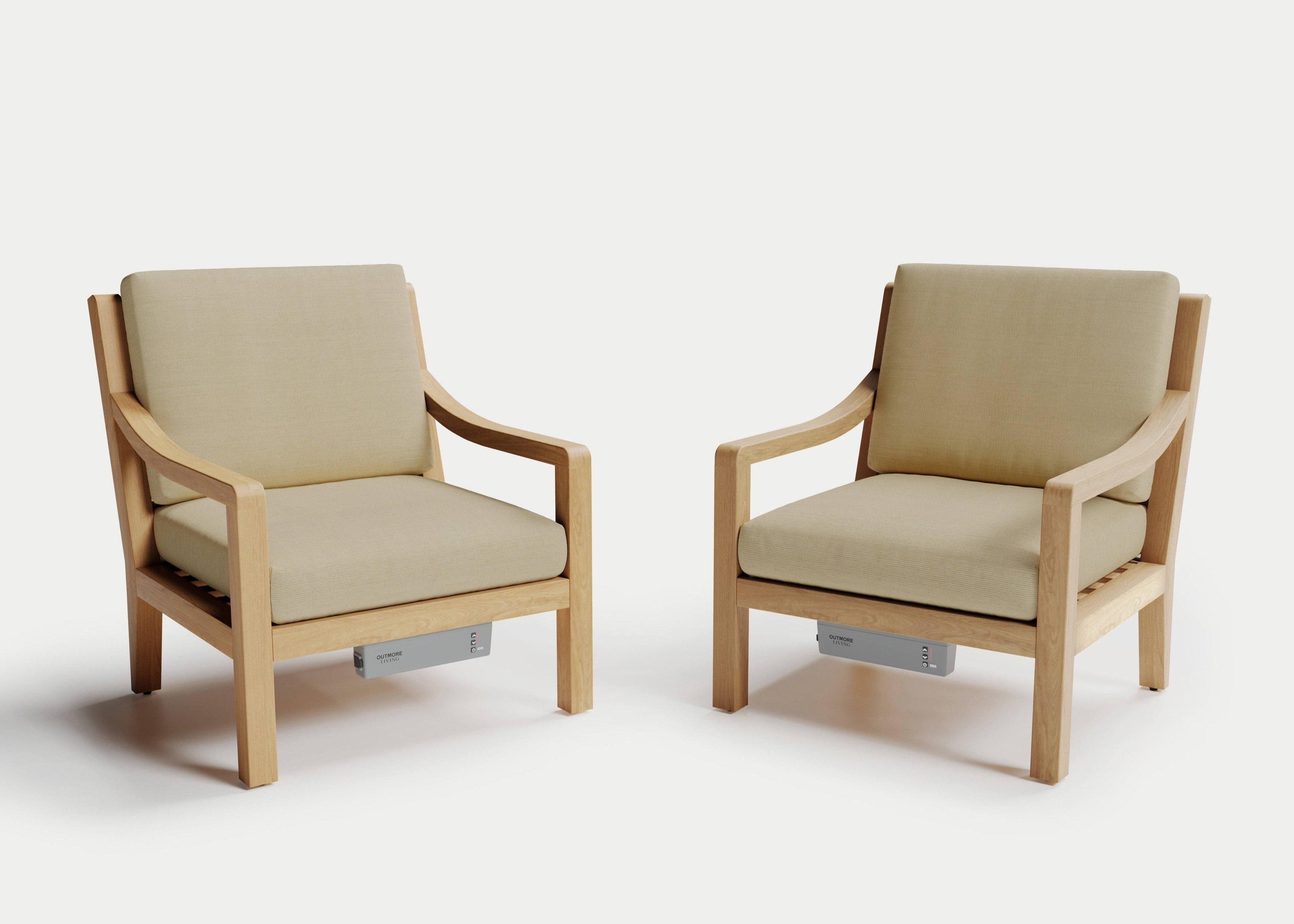 Heated Outdoor Teak Lounge Chair Set