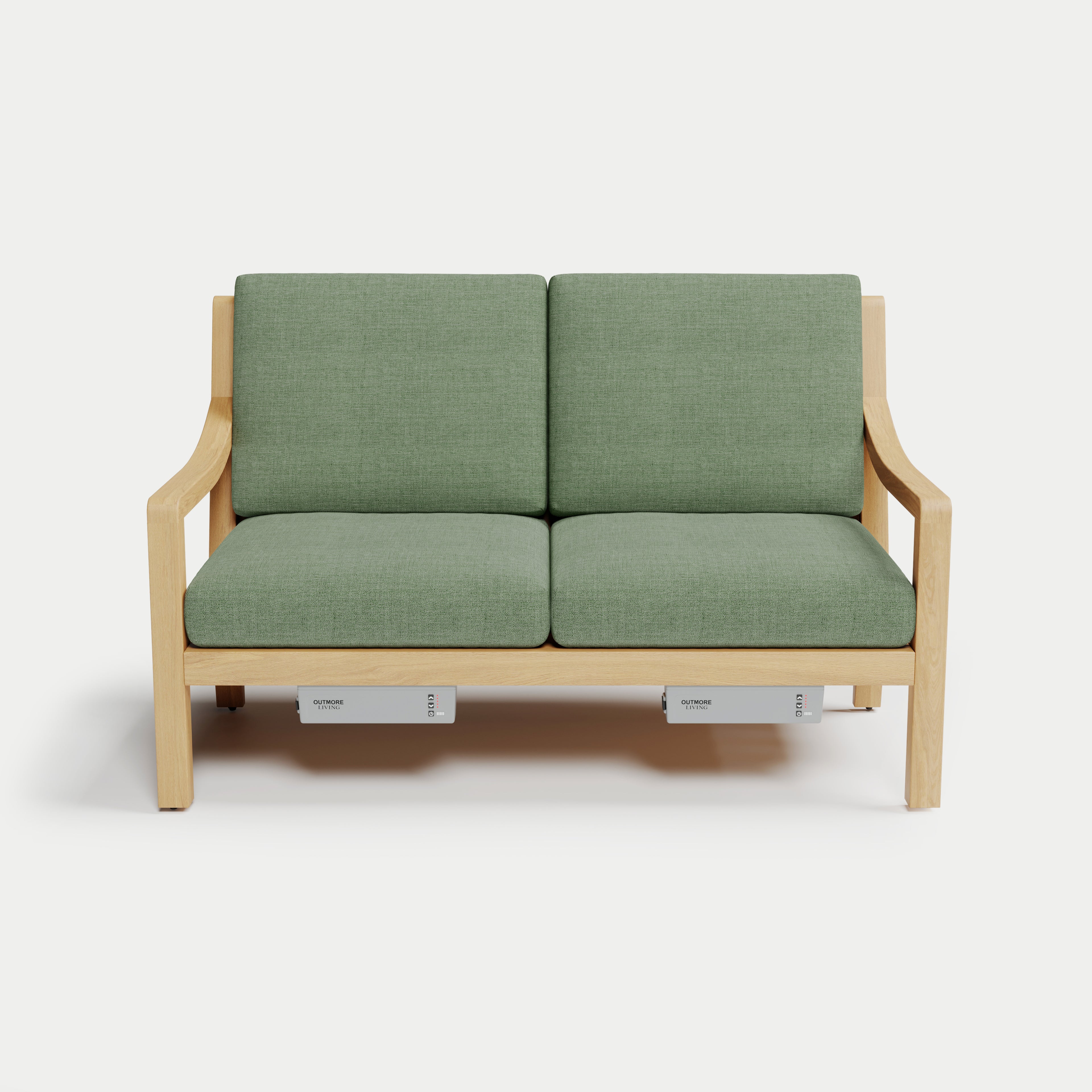 Heated Outdoor Teak Loveseat