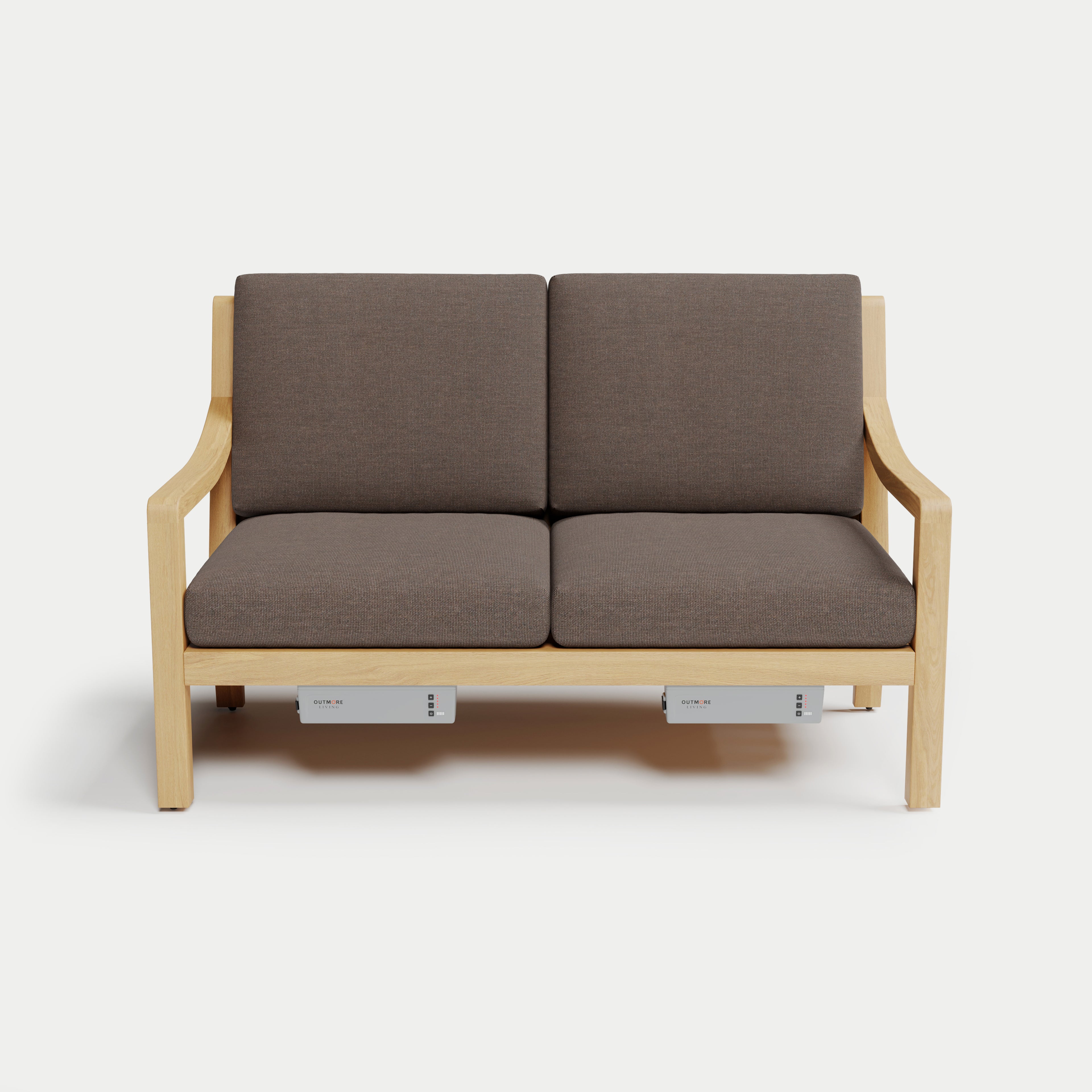 Heated Outdoor Teak Loveseat