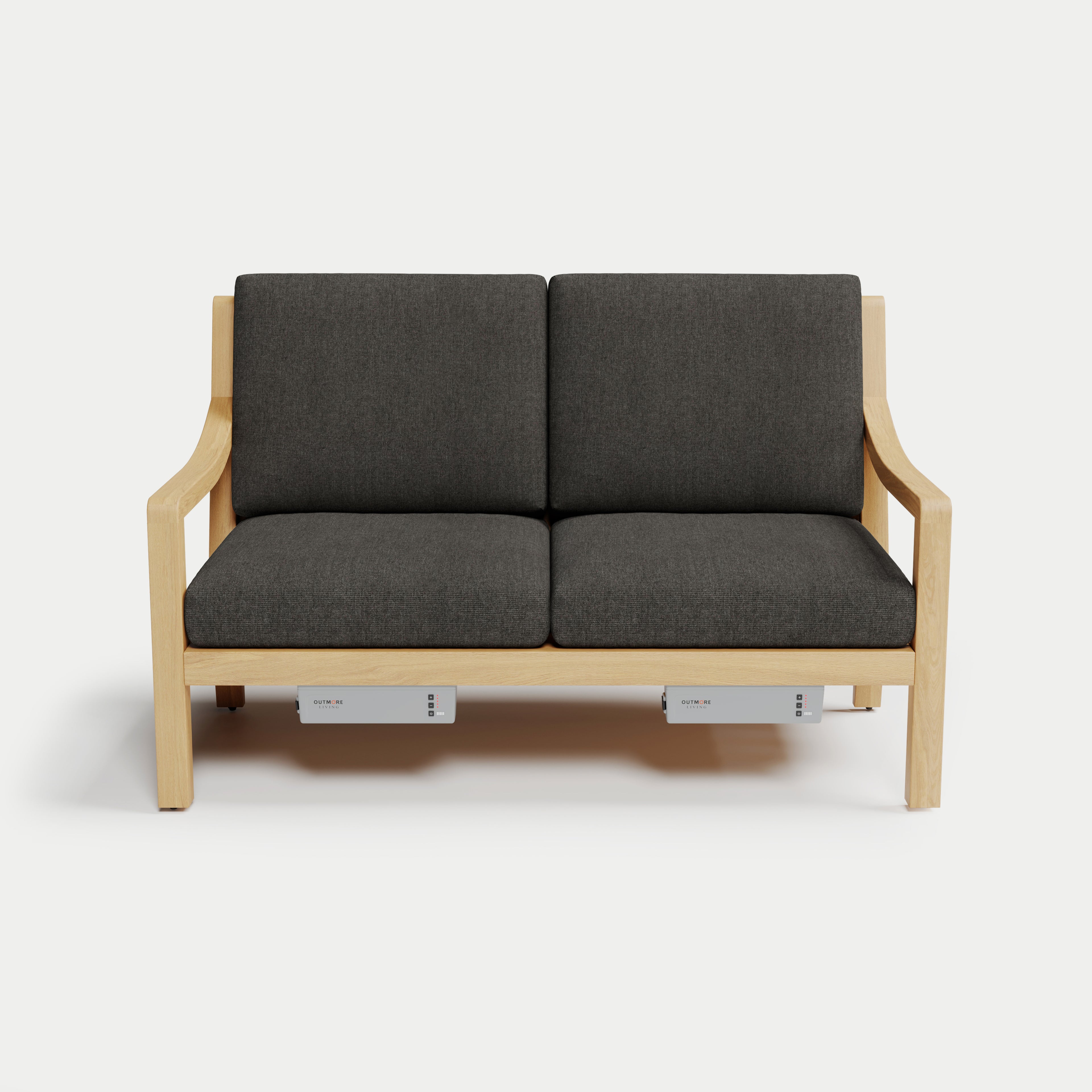 Heated Outdoor Teak Loveseat