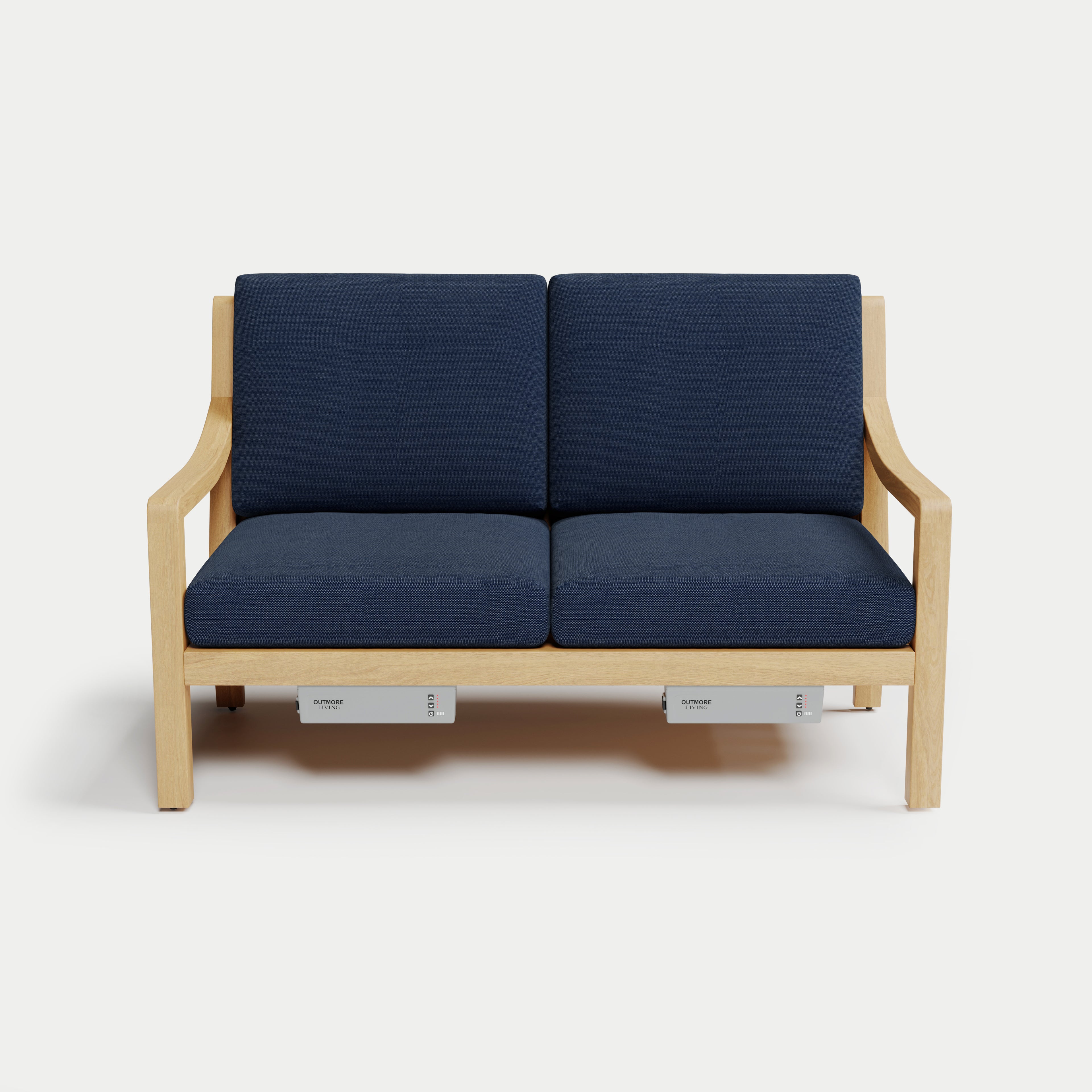 Heated Outdoor Teak Loveseat