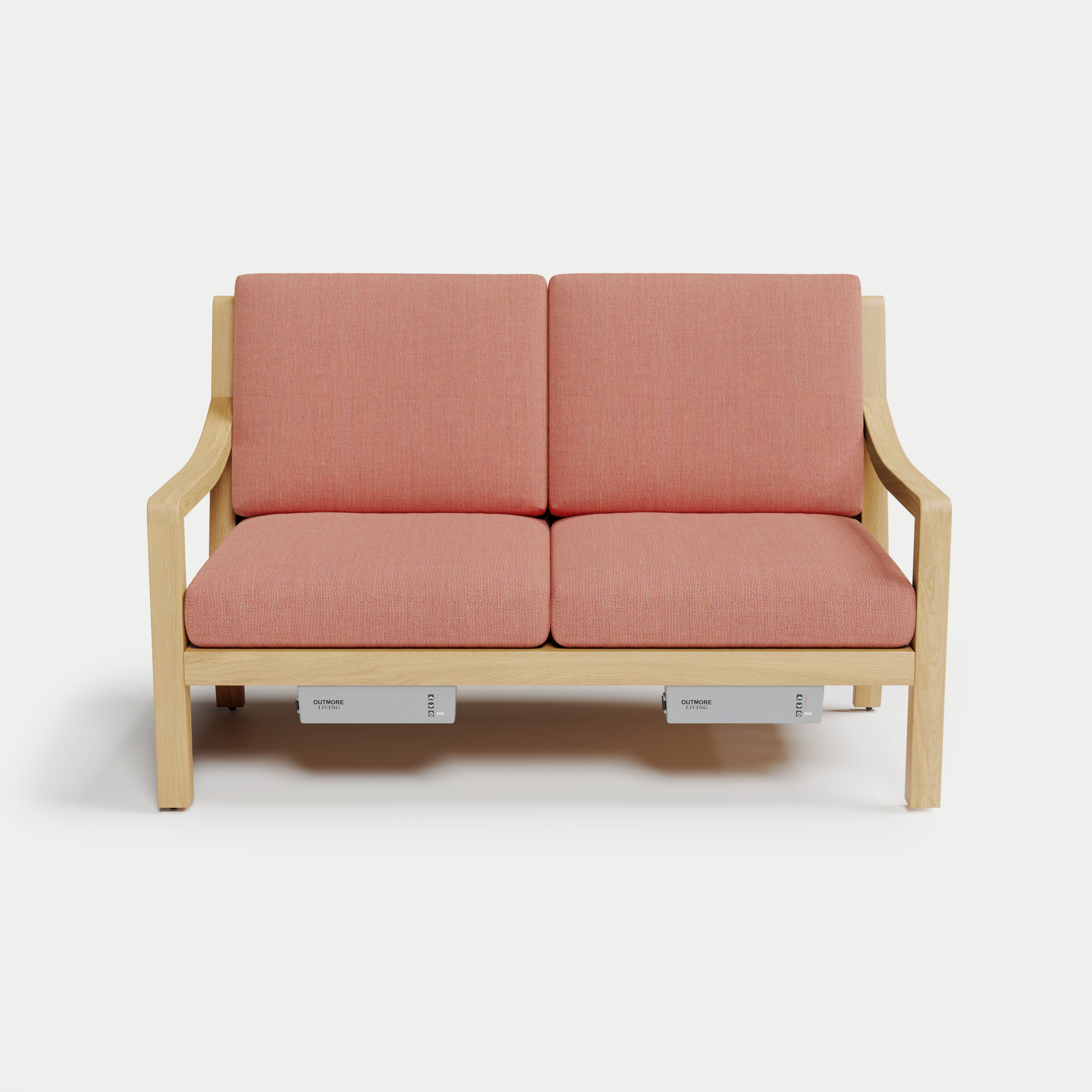 Heated Outdoor Teak Loveseat