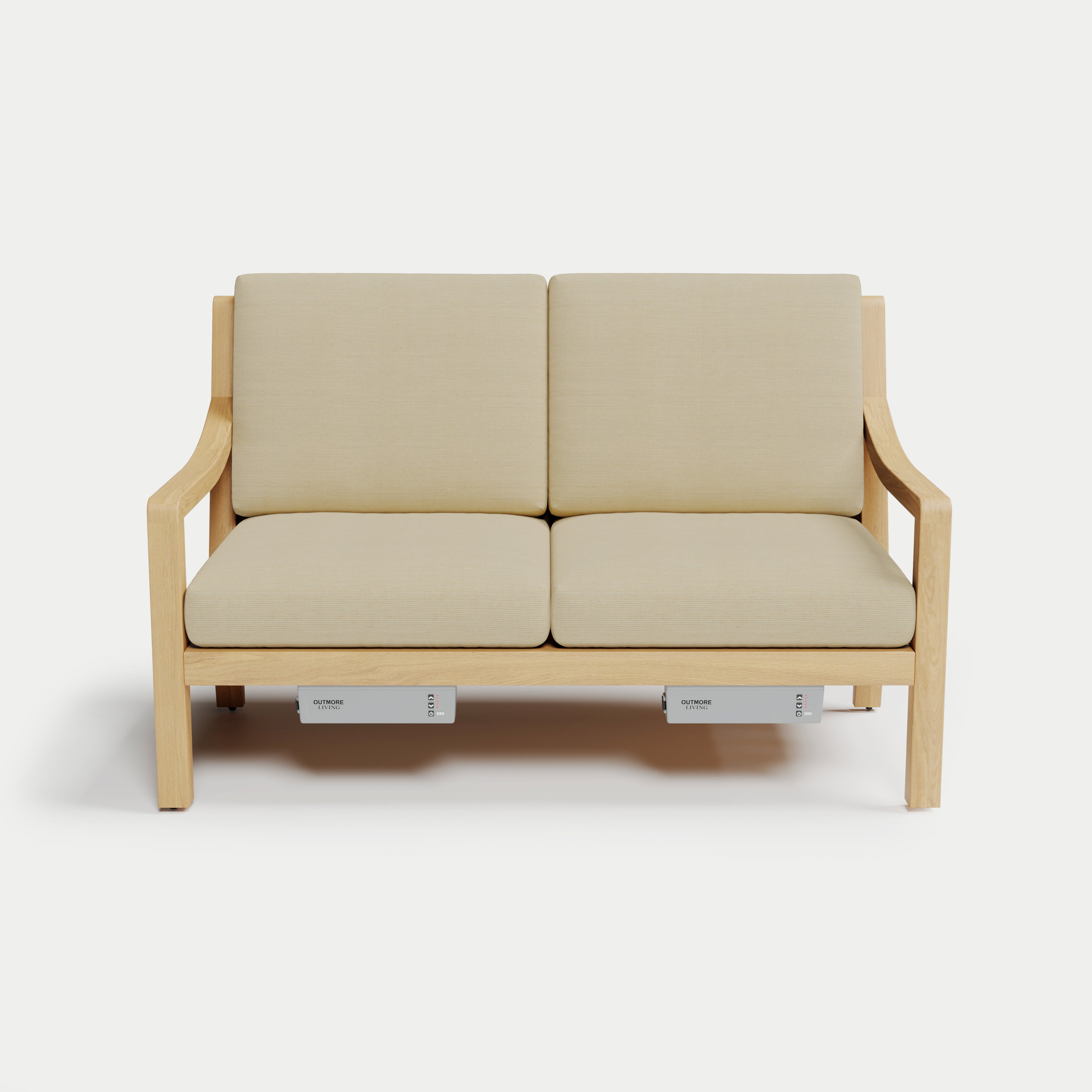 Heated Outdoor Teak Loveseat