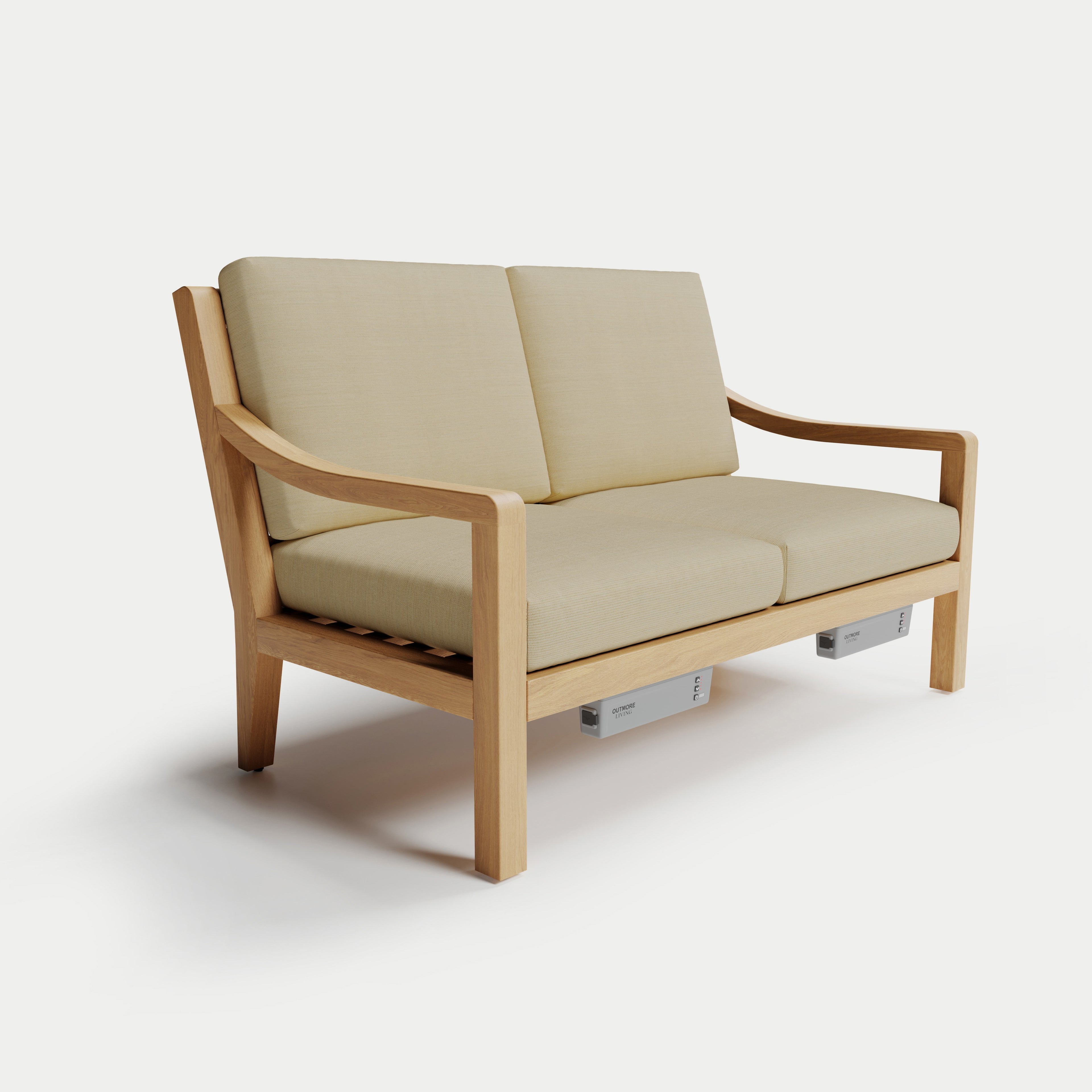 Heated Outdoor Teak Loveseat