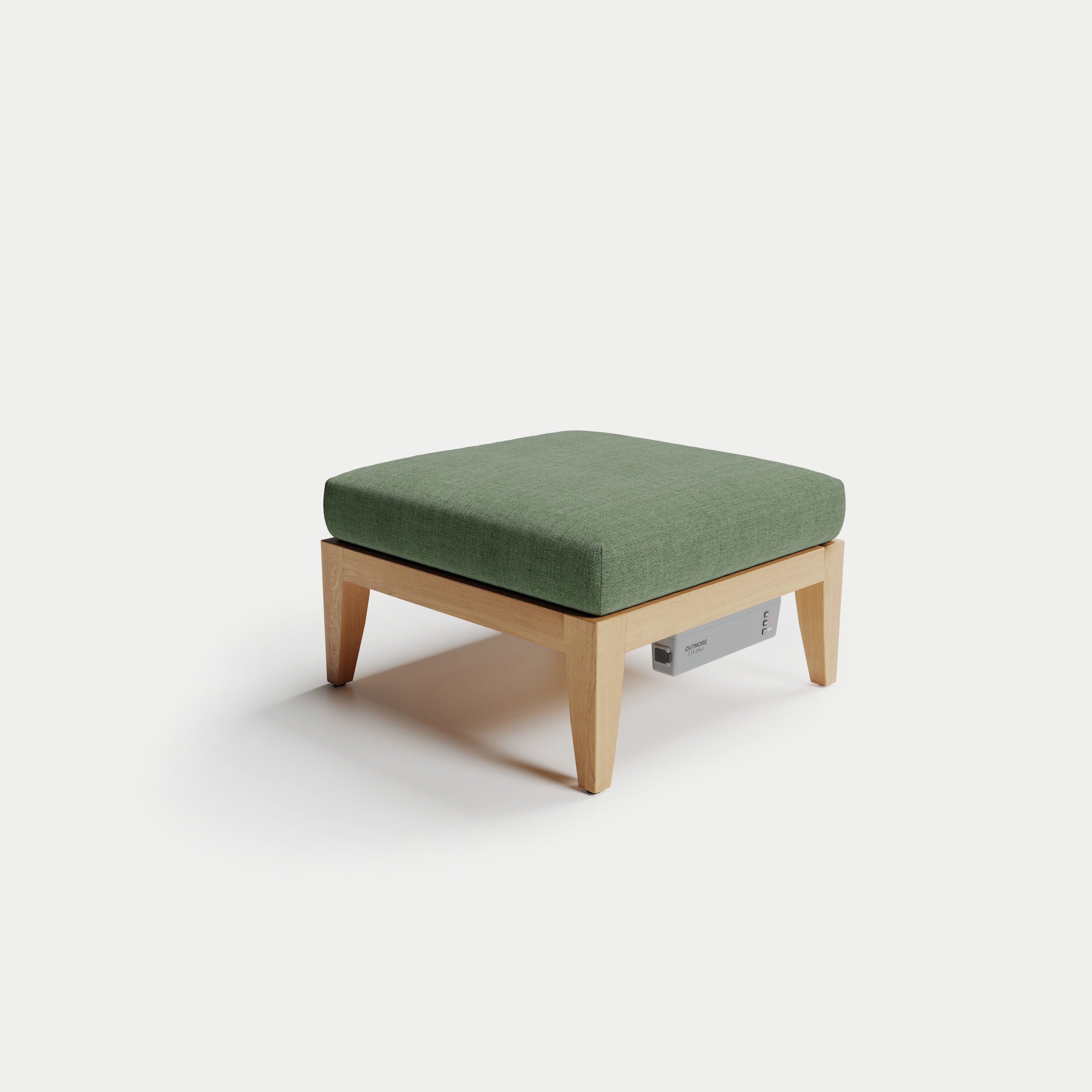 Heated Outdoor Teak Ottoman