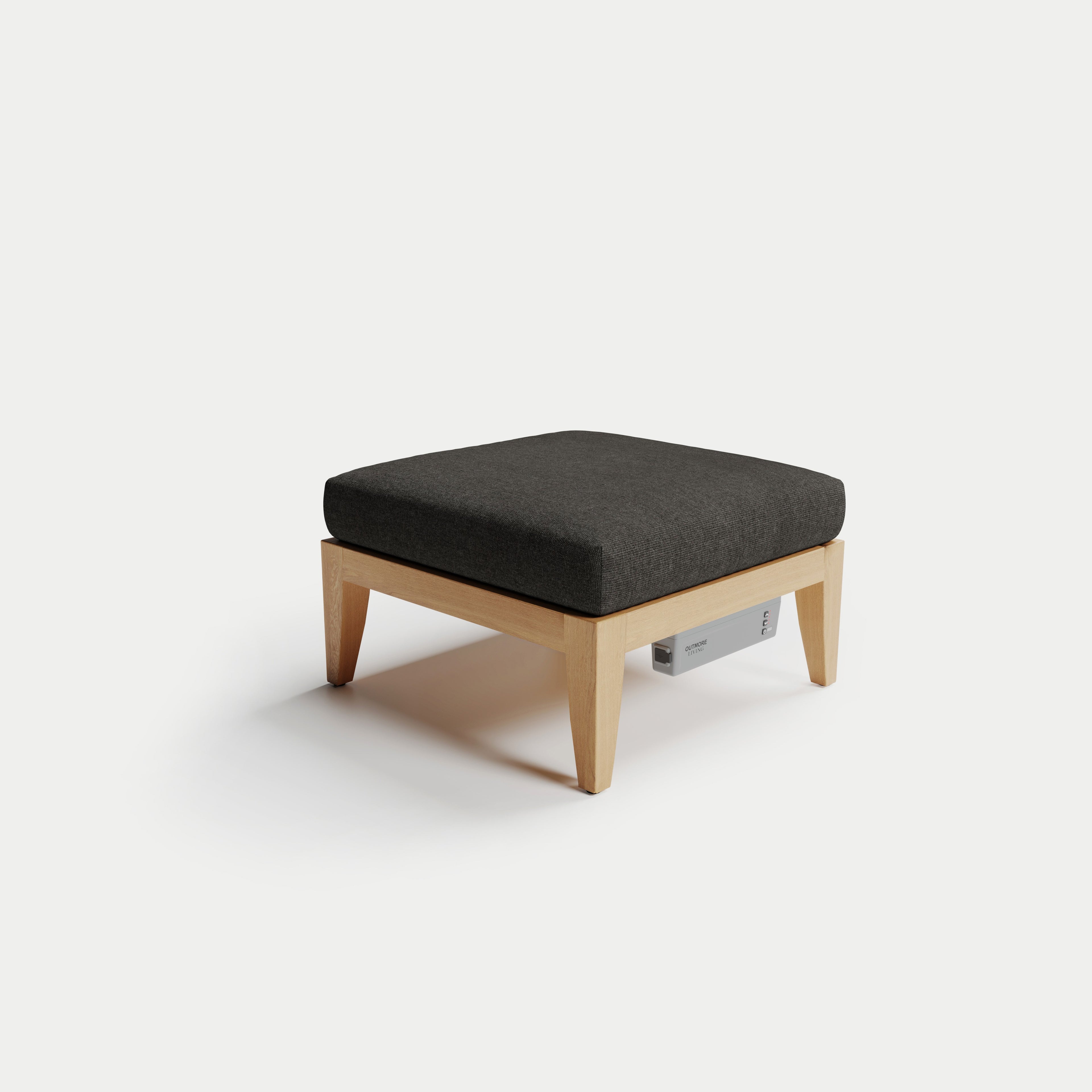 Heated Outdoor Teak Ottoman