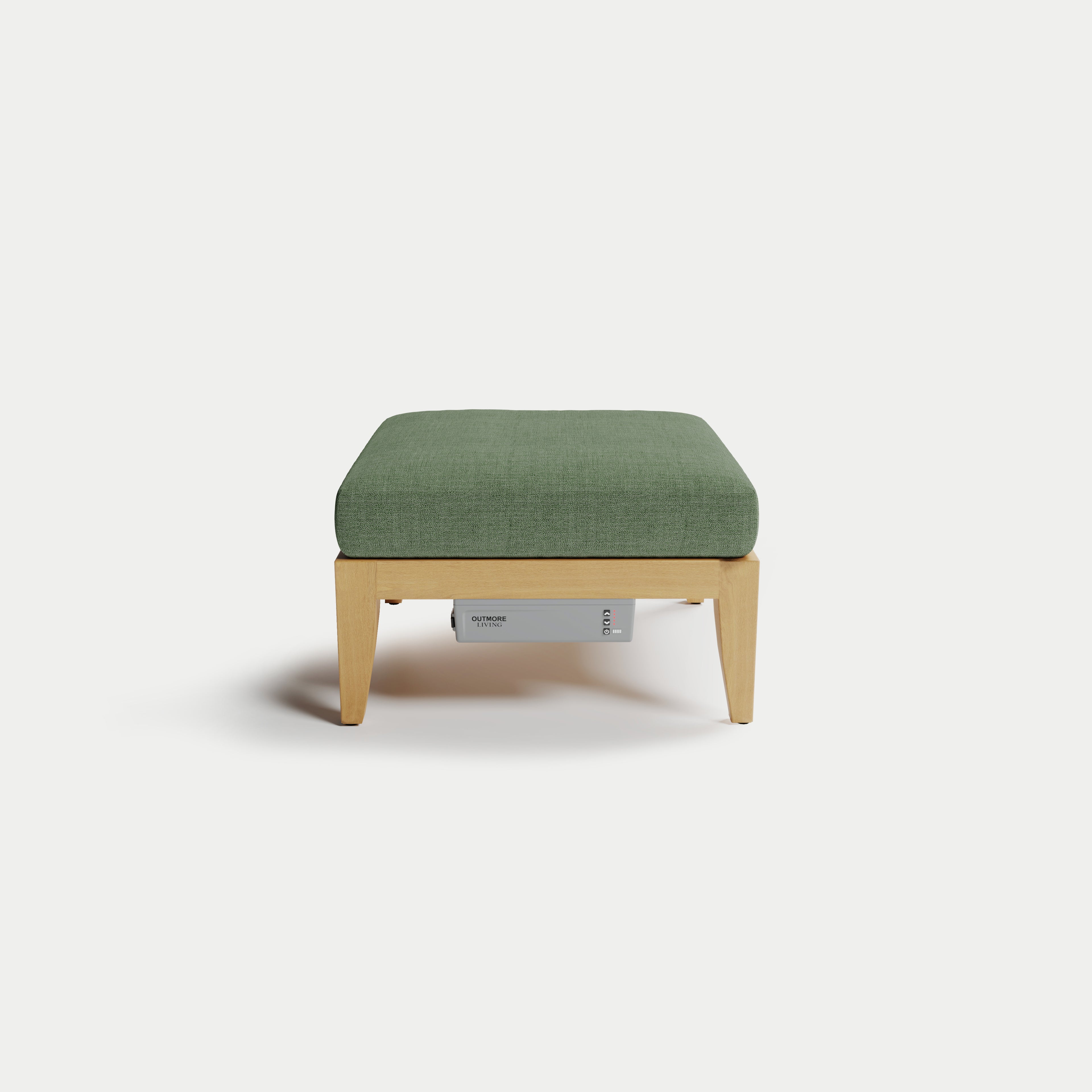 Heated Outdoor Teak Ottoman