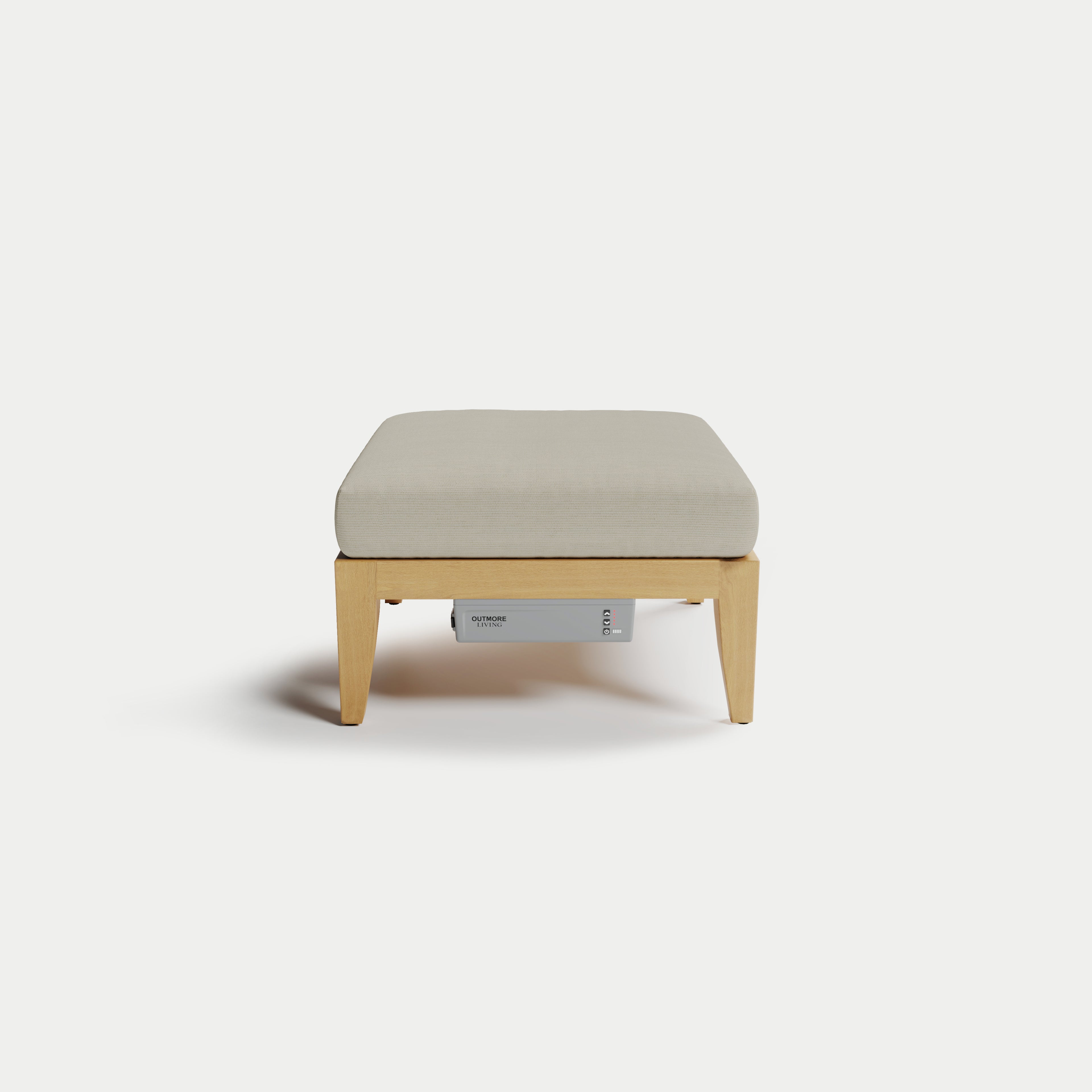 Heated Outdoor Teak Ottoman