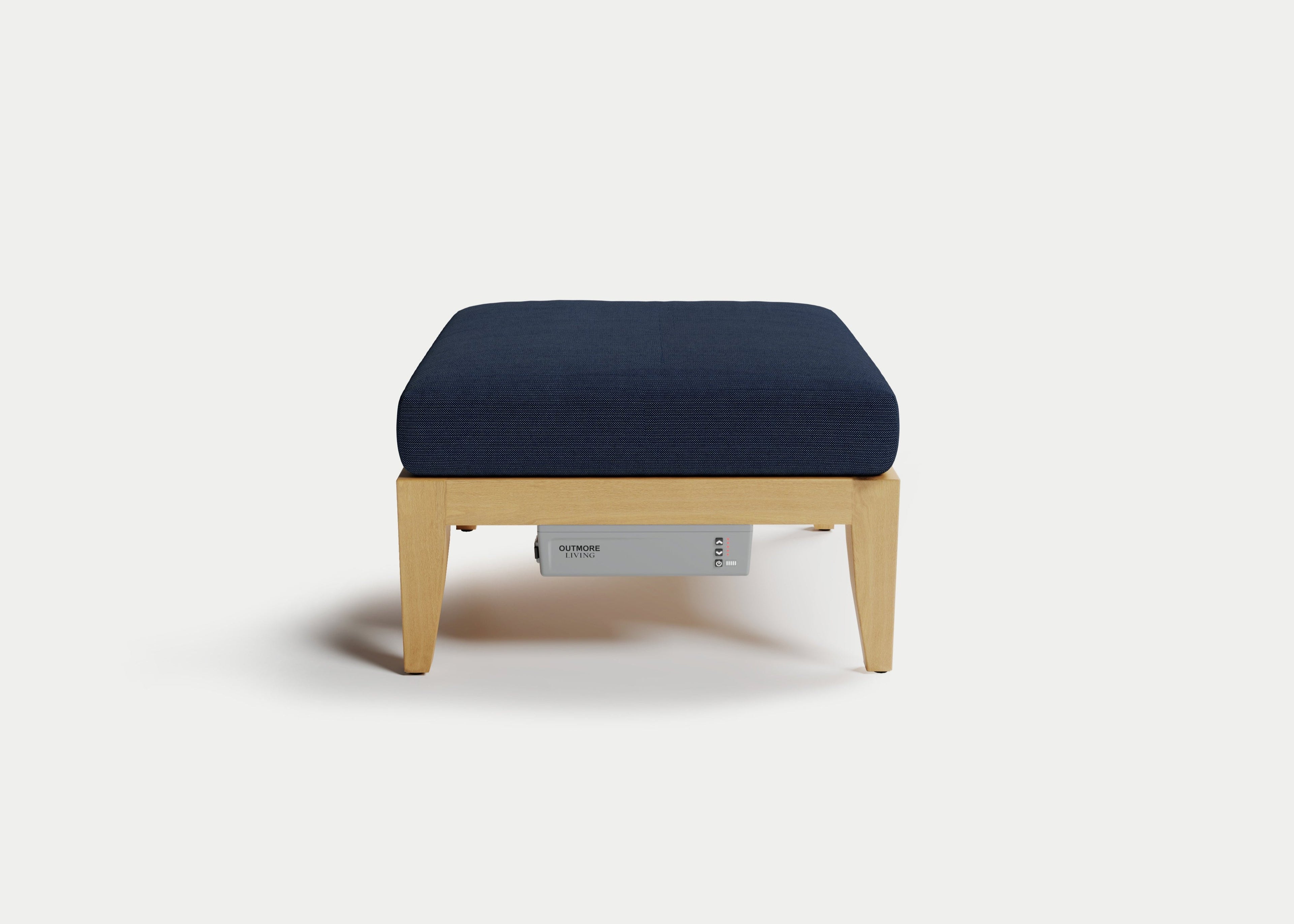 Heated Outdoor Teak Ottoman