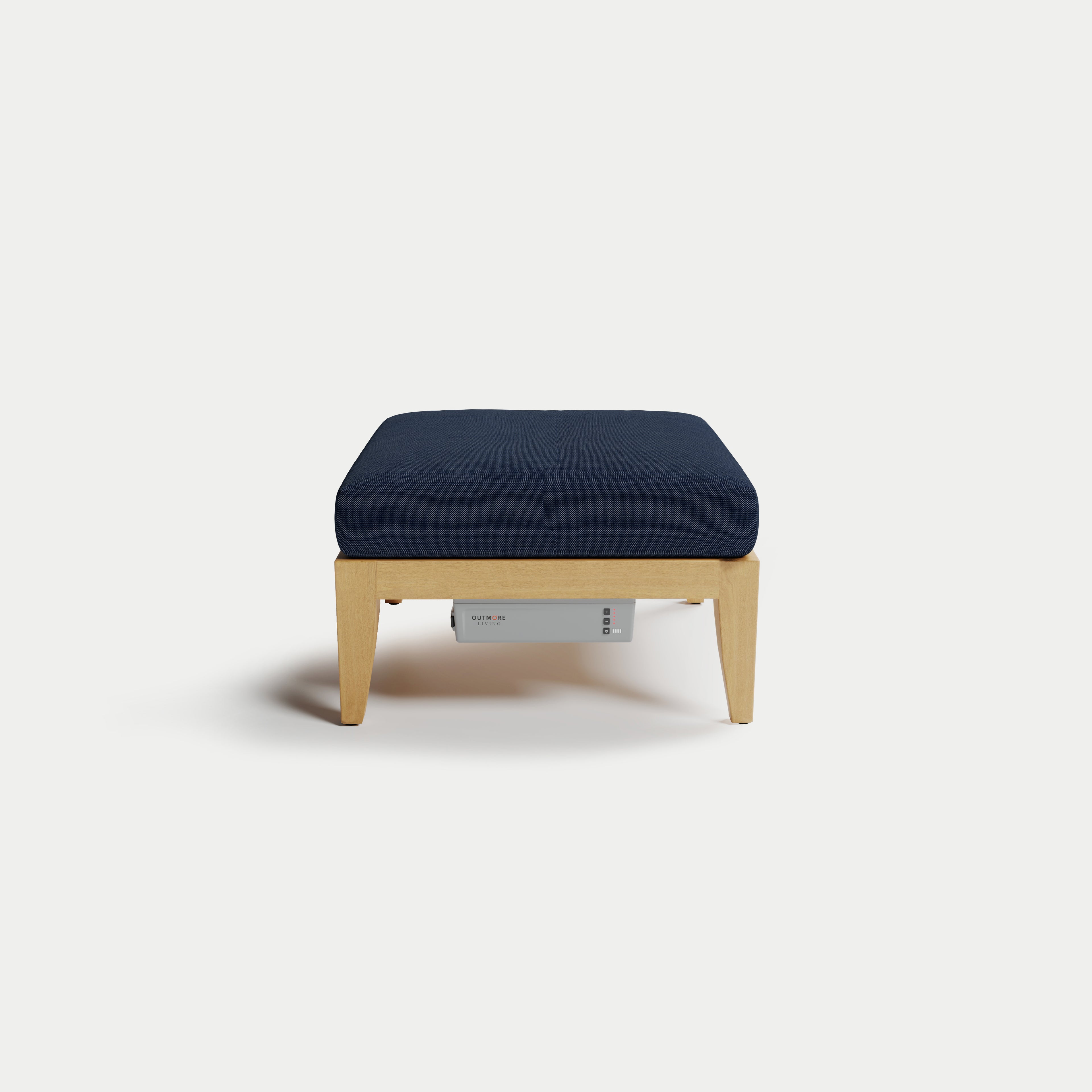 Heated Outdoor Teak Ottoman